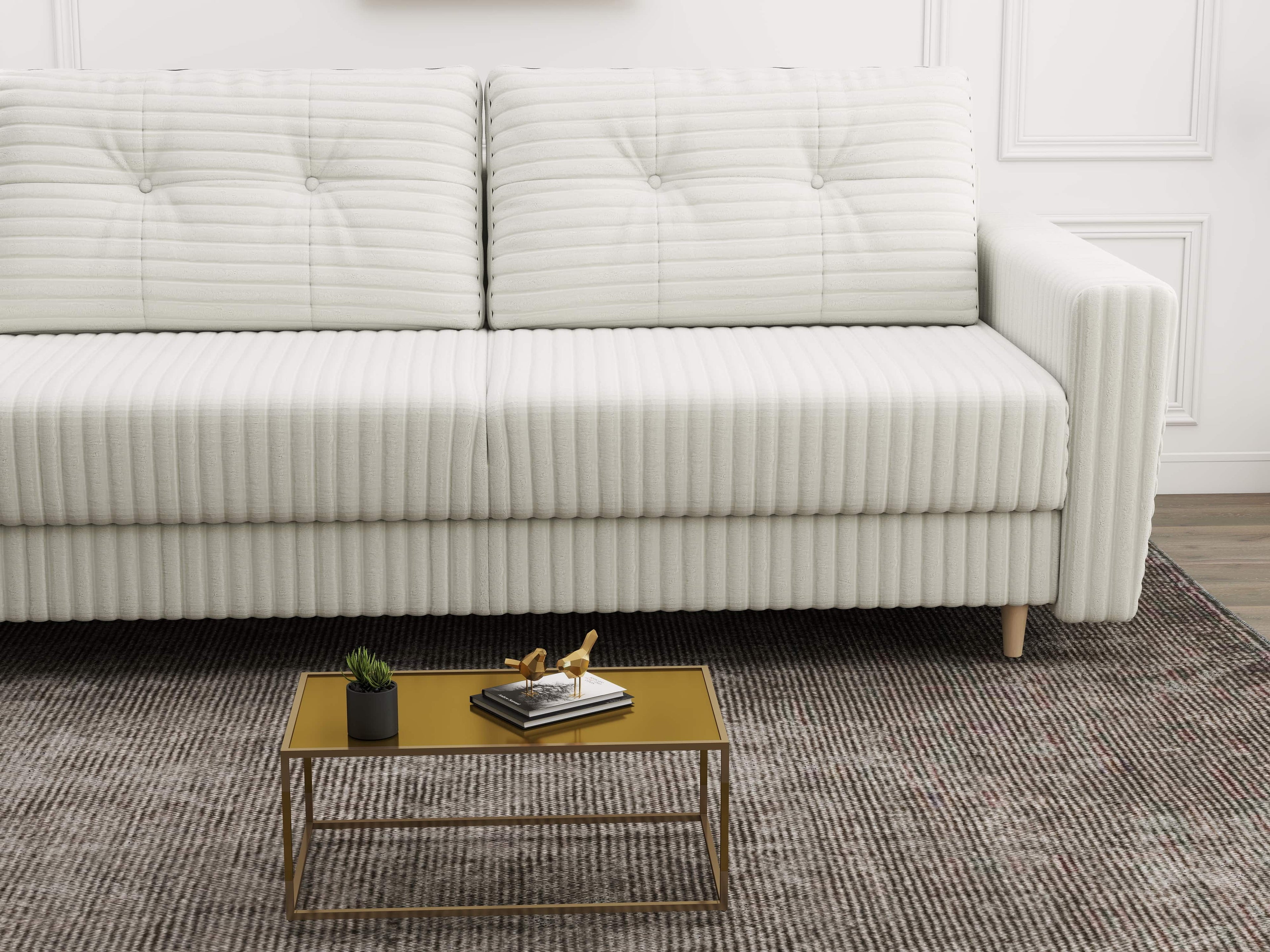Canapea extensibilă dumonde cu ladă de depozitare si sezut confortabil din spuma high-density, Summer Ambience Ivory 225x100 cm