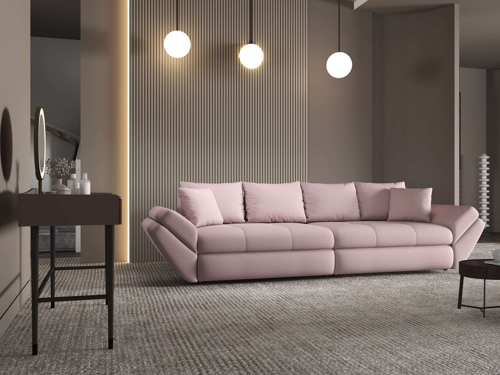 Canapea extensibilă dumonde cu ladă de depozitare si sezut confortabil din spuma high-density, Loana Enjoy Roz 300x100 cm