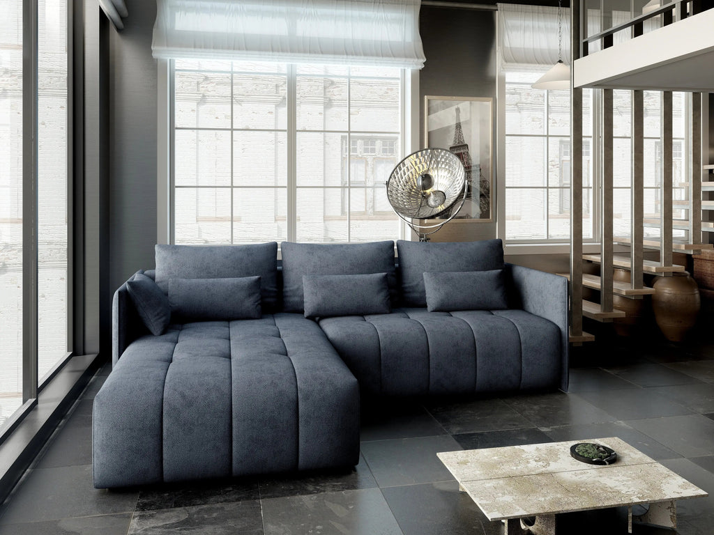 Colțar extensibil dumonde cu ladă de depozitare si sezut confortabil din spuma high-density, Malta Enjoy Antracit 235x185 cm