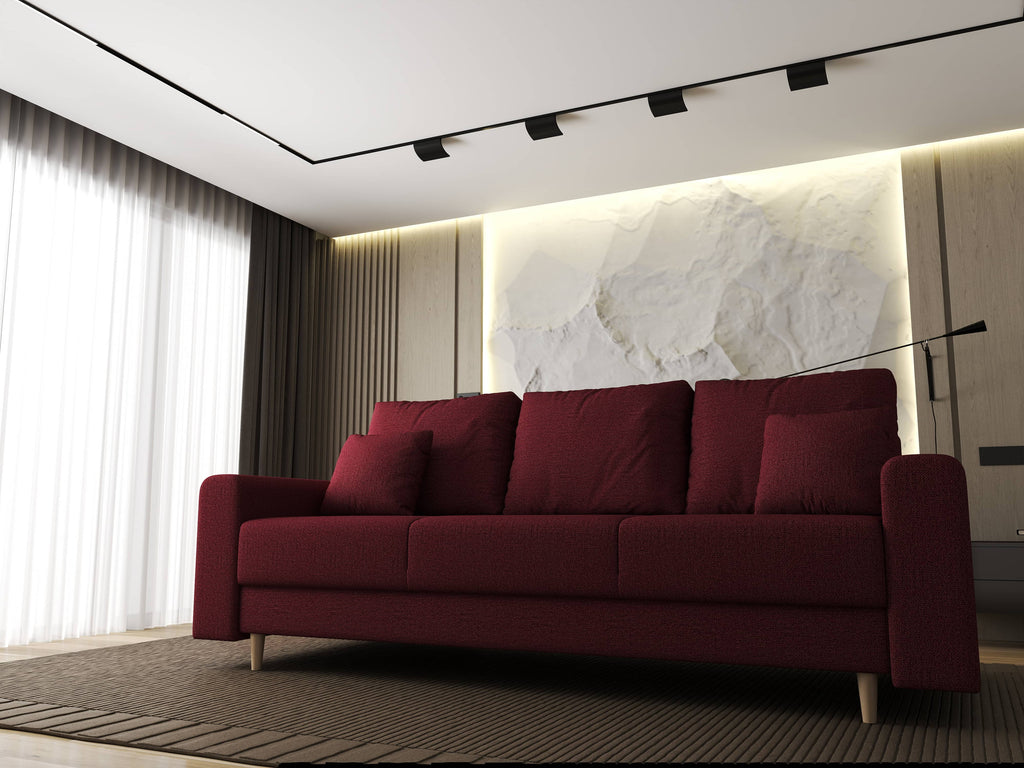 Canapea extensibilă dumonde cu ladă de depozitare si sezut confortabil din spuma high-density, Kronos Enjoy Rosu 210x100 cm