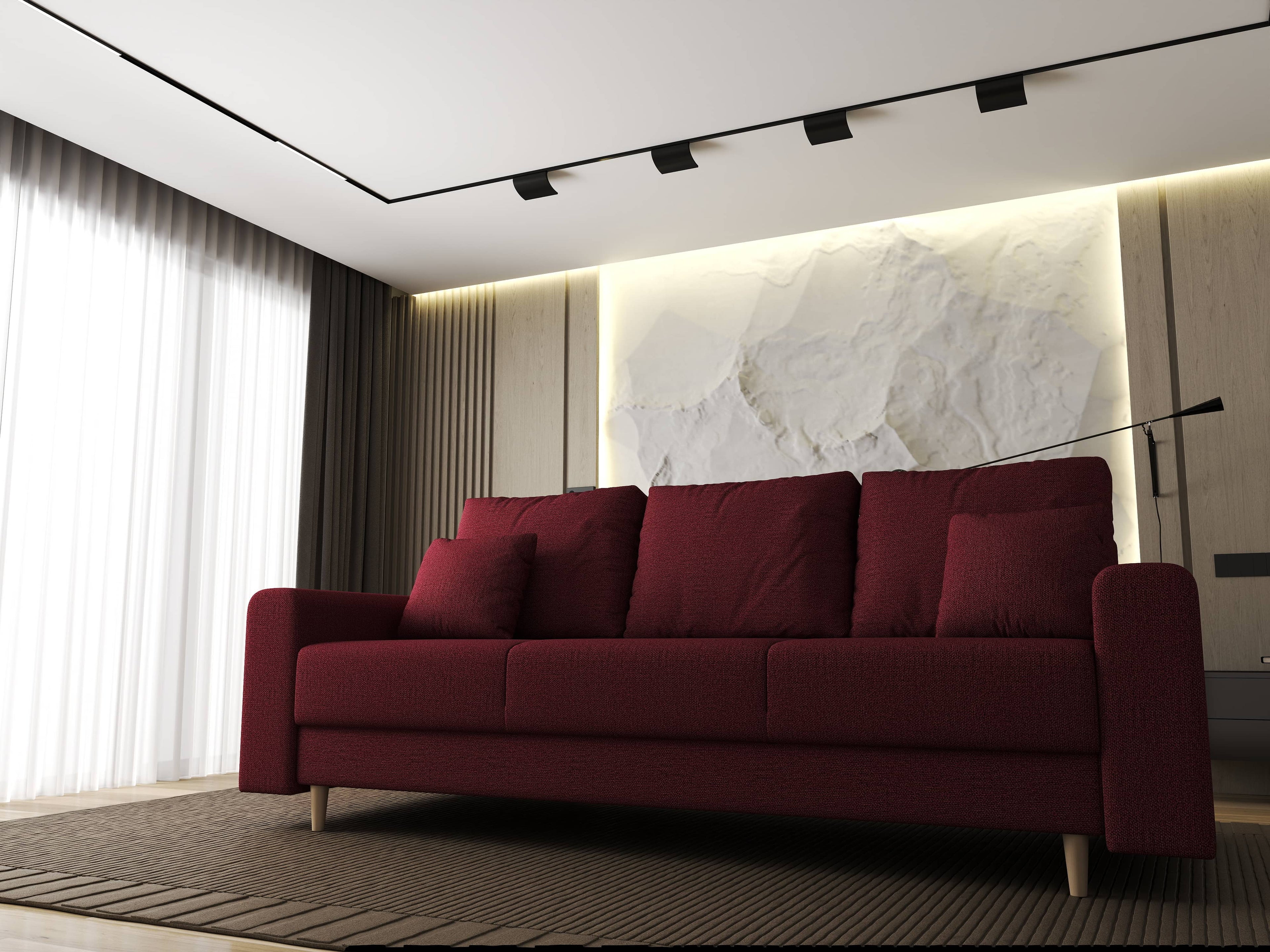 Canapea extensibilă dumonde cu ladă de depozitare si sezut confortabil din spuma high-density, Kronos Enjoy Rosu 210x100 cm