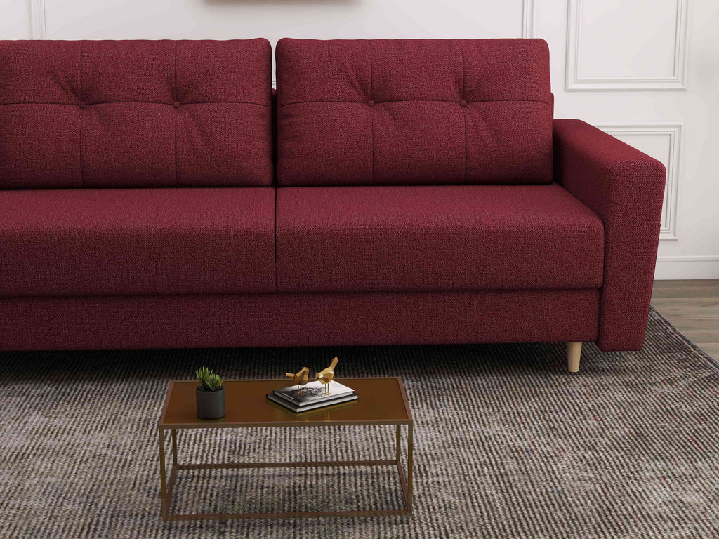 Canapea extensibilă dumonde cu ladă de depozitare si sezut confortabil din spuma high-density, Summer Enjoy Rosu 225x100 cm
