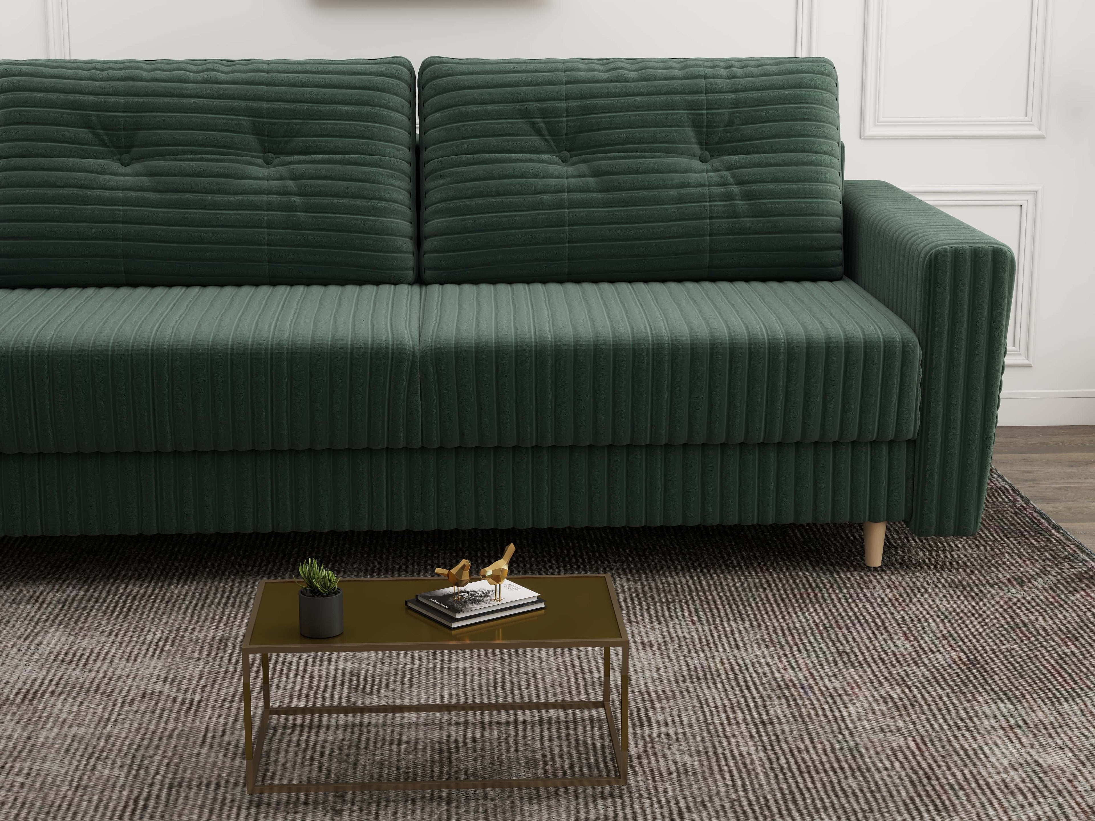 Canapea extensibilă dumonde cu ladă de depozitare si sezut confortabil din spuma high-density, Summer Ambience Verde 225x100 cm