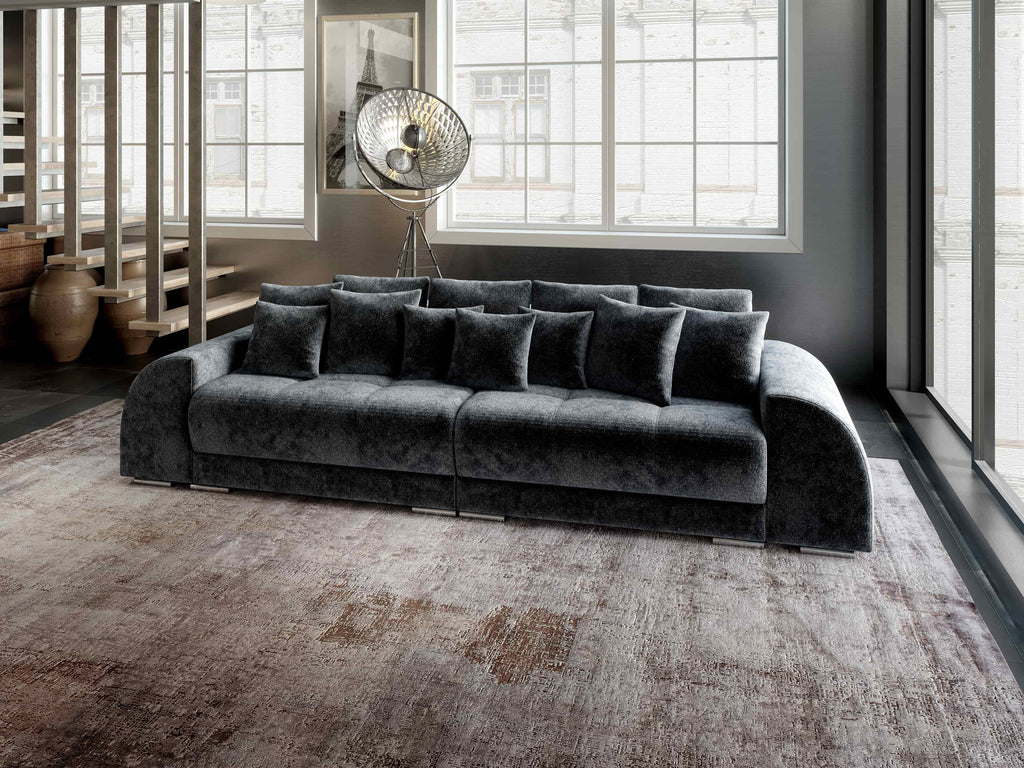 Canapea extensibilă dumonde cu 2 lăzi de depozitare si sezut confortabil din spuma high-density, Verona Euphoria Grafit 310x100 cm