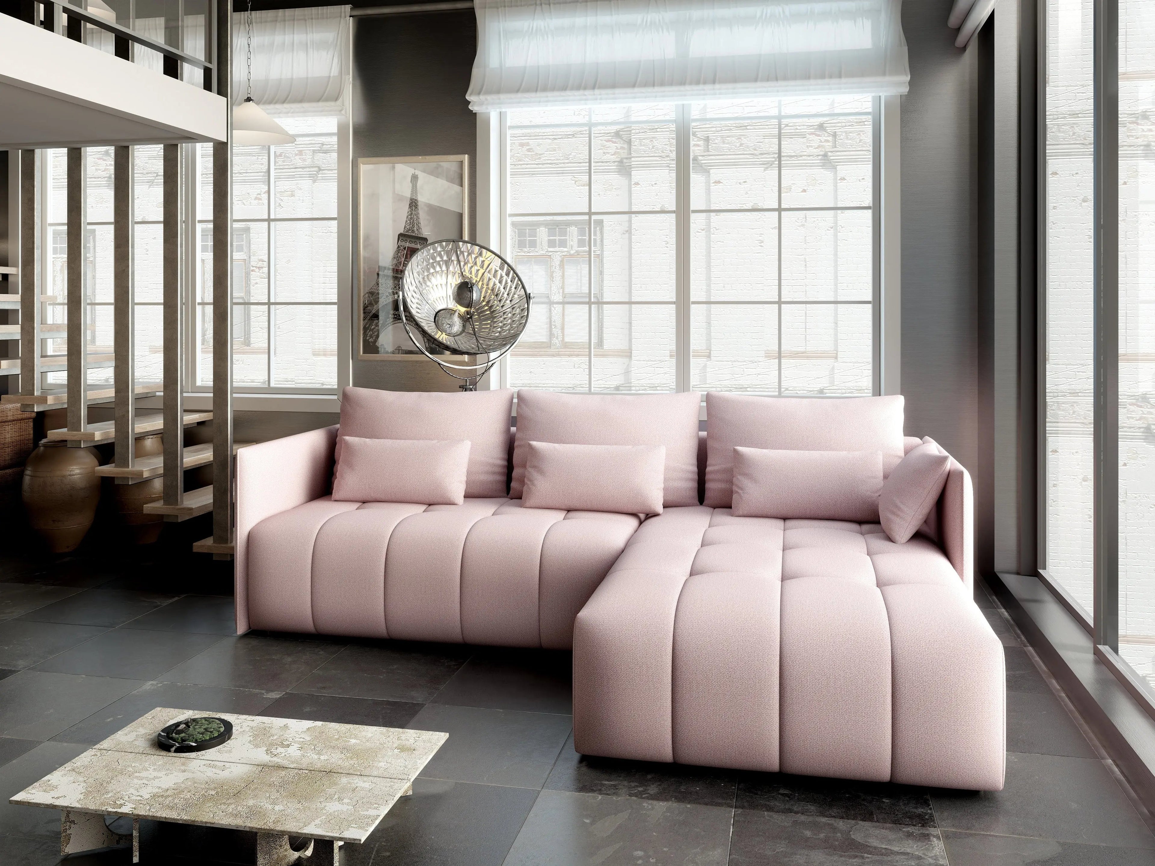 Colțar extensibil dumonde cu ladă de depozitare si sezut confortabil din spuma high-density, Malta Enjoy Flamingo II 235x185 cm