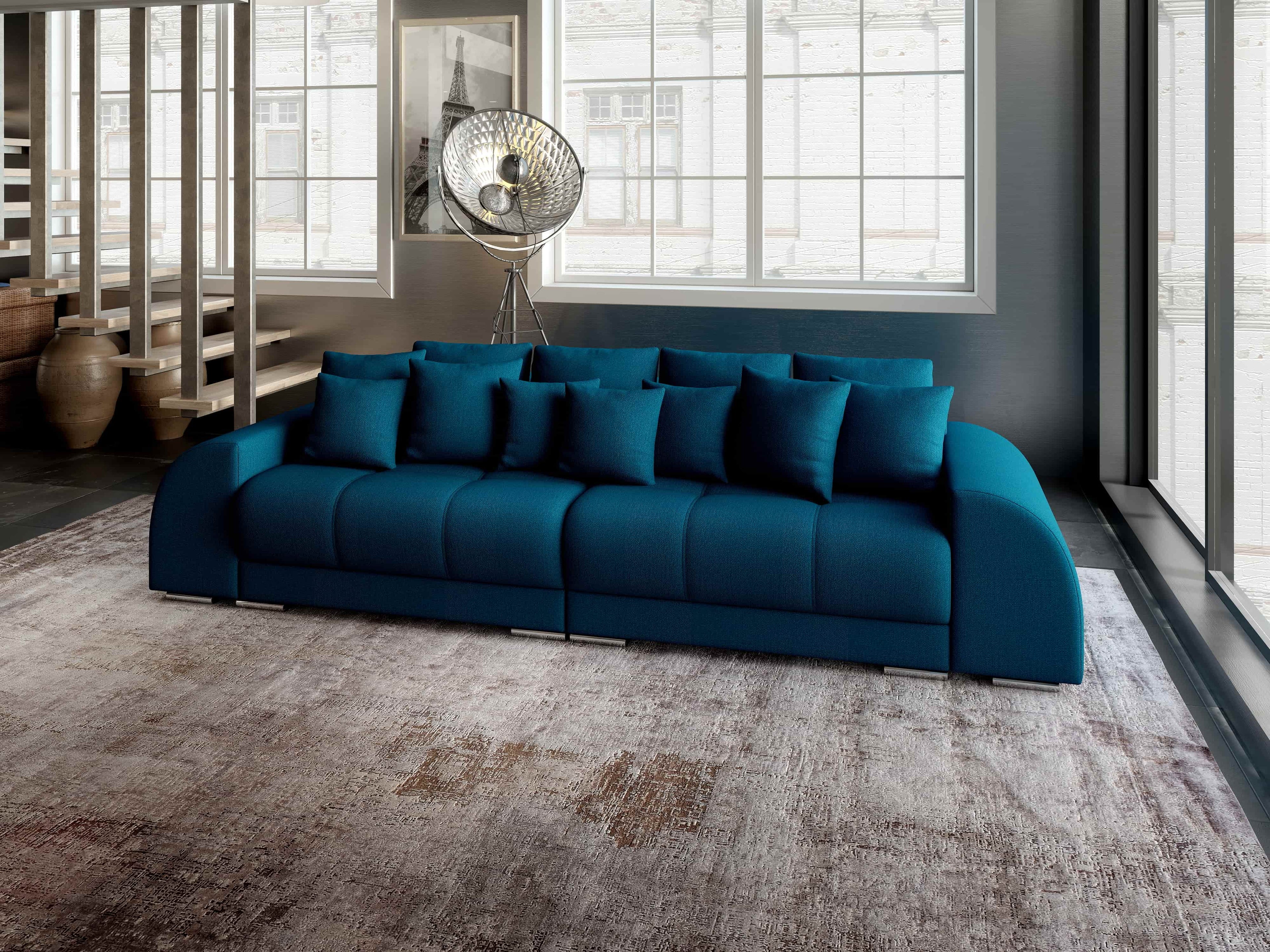 Canapea extensibilă dumonde cu 2 lăzi de depozitare si sezut confortabil din spuma high-density, Verona Enjoy Petrol 310x100 cm