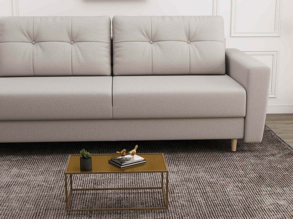 Canapea extensibilă dumonde cu ladă de depozitare si sezut confortabil din spuma high-density, Summer Enjoy Bej 225x100 cm
