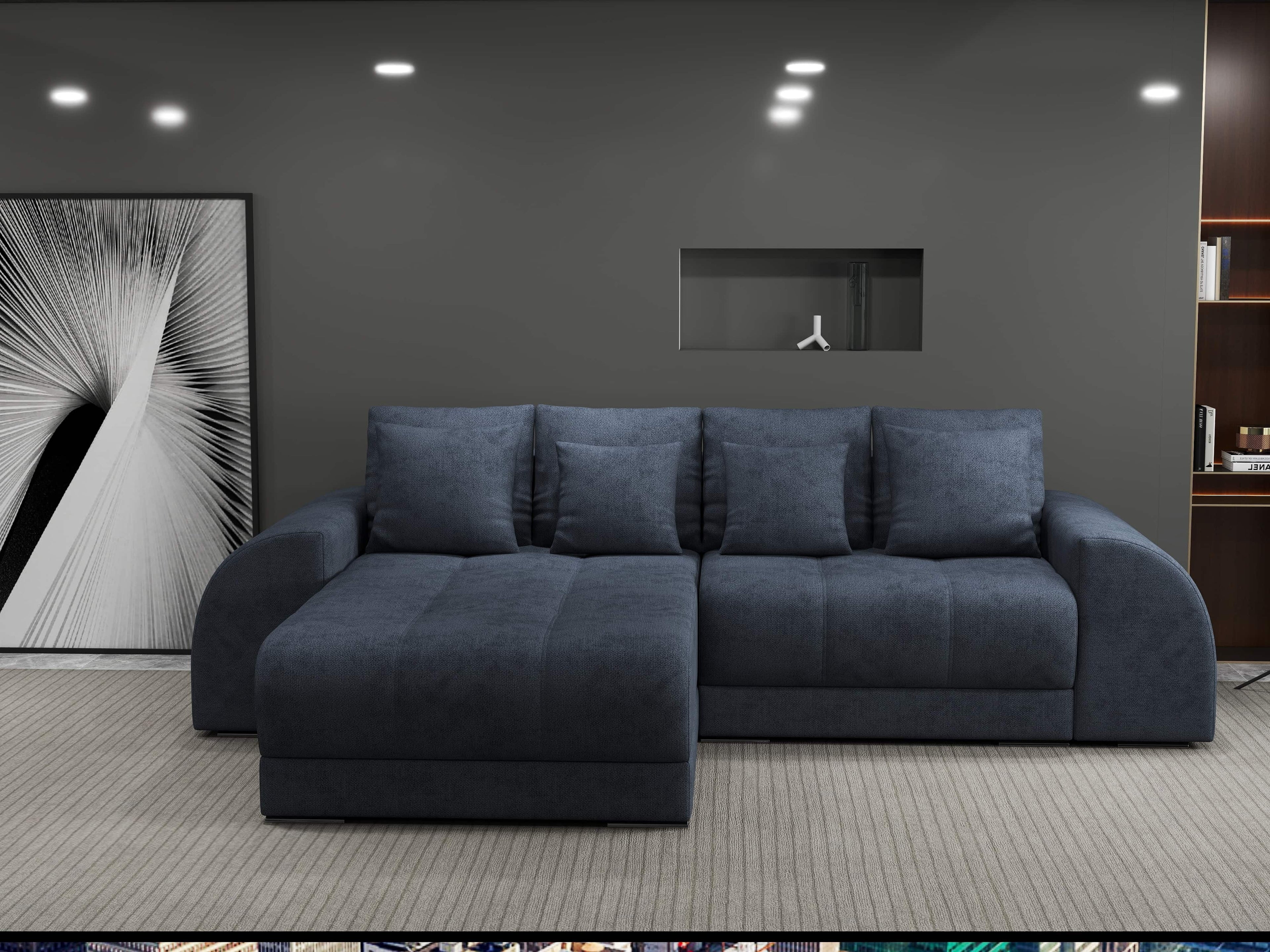 Colțar extensibil dumonde cu ladă de depozitare si sezut confortabil din spuma high-density, Verona Enjoy Antracit 290x185 cm
