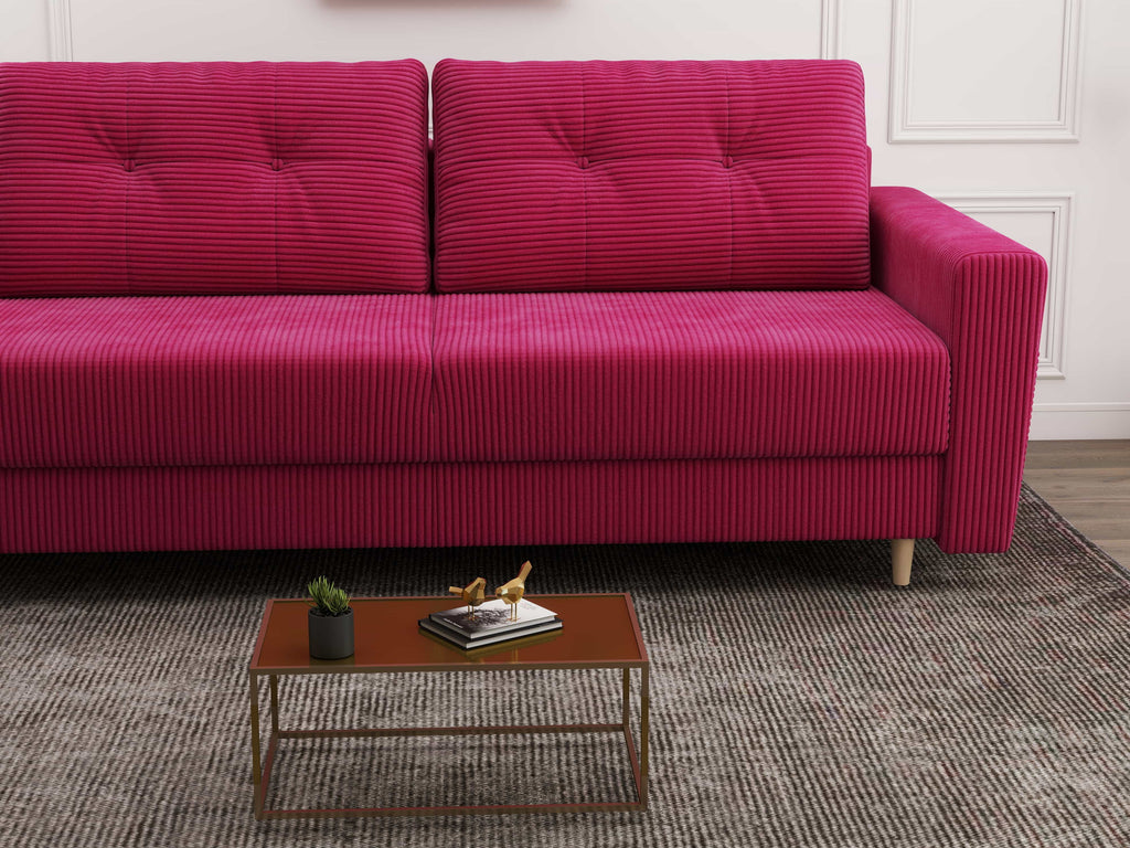 Canapea extensibilă dumonde cu ladă de depozitare si sezut confortabil din spuma high-density, Summer Zoom Rosu 225x100 cm