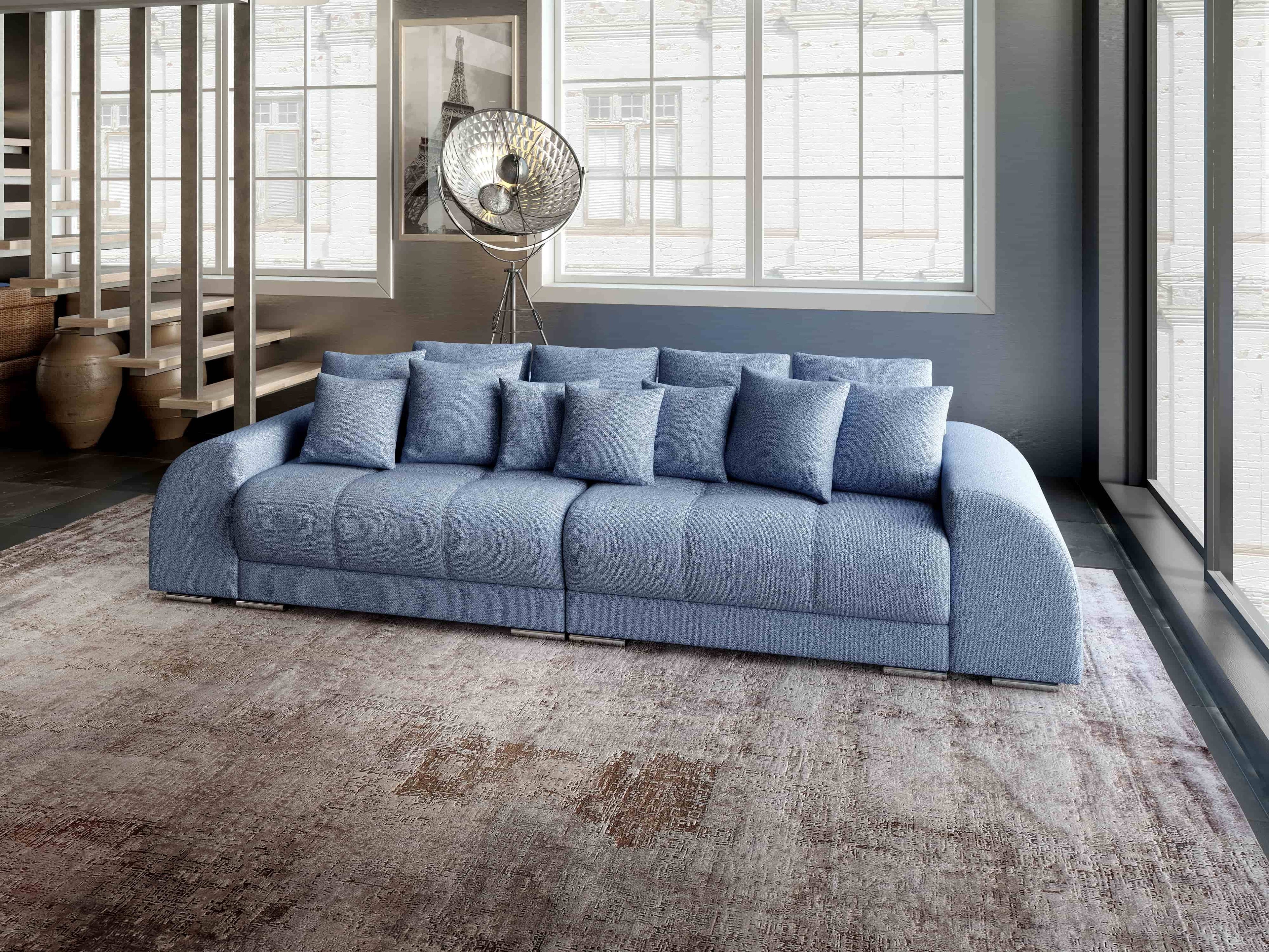 Canapea extensibilă dumonde cu 2 lăzi de depozitare si sezut confortabil din spuma high-density, Verona Enjoy Blue 310x100 cm