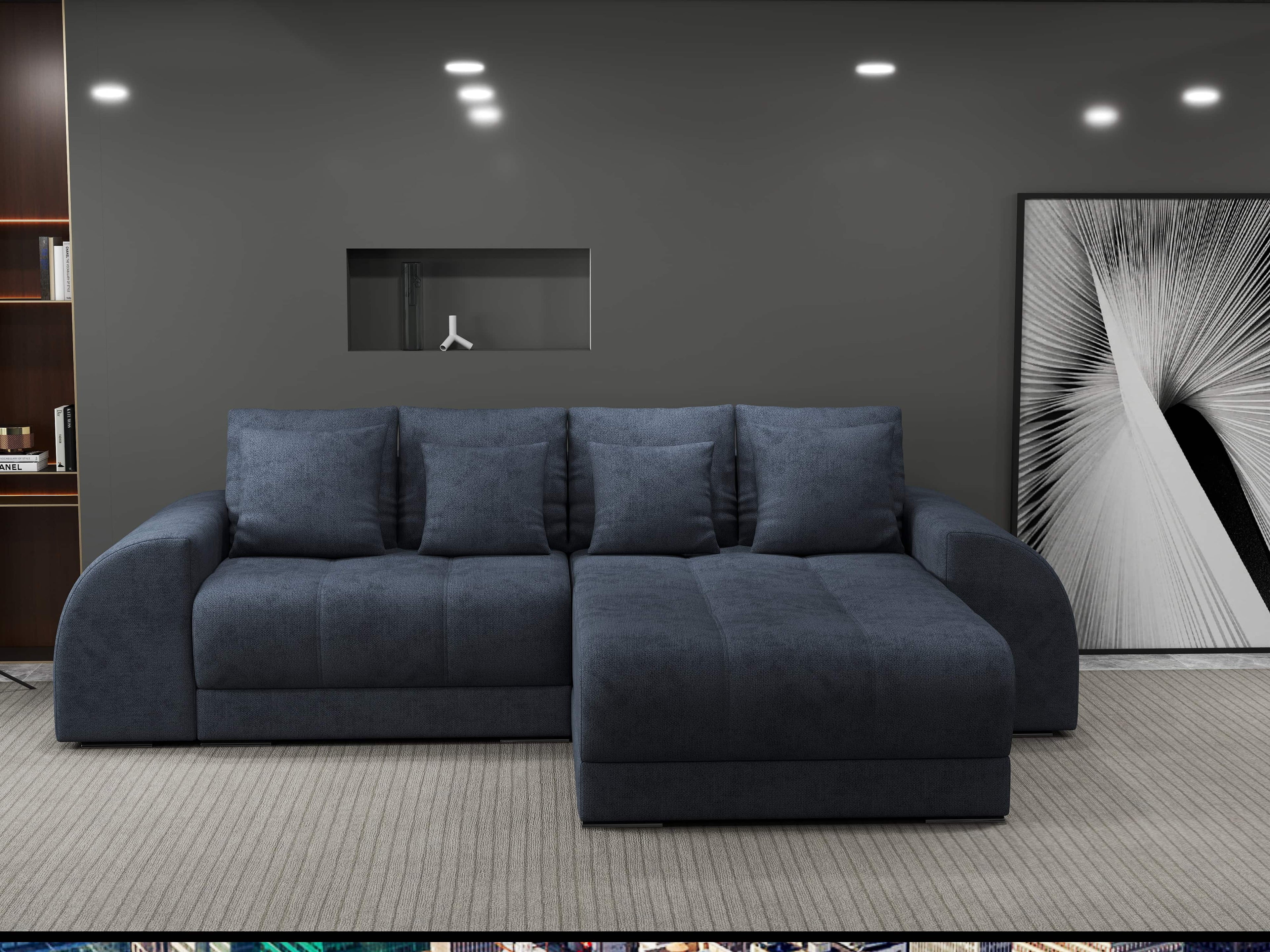 Colțar extensibil dumonde cu ladă de depozitare si sezut confortabil din spuma high-density, Verona Enjoy Antracit II 290x185 cm