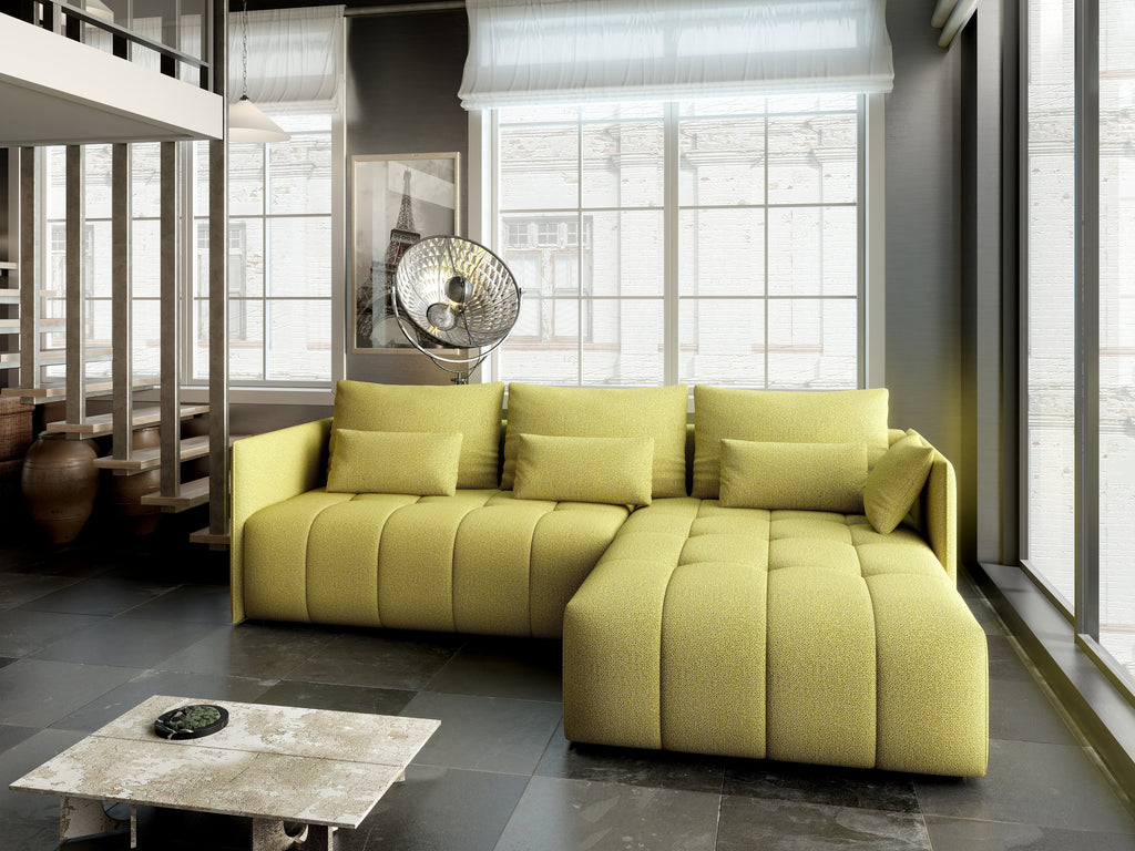 Colțar extensibil dumonde cu ladă de depozitare si sezut confortabil din spuma high-density, Malta Enjoy Green II 235x185 cm