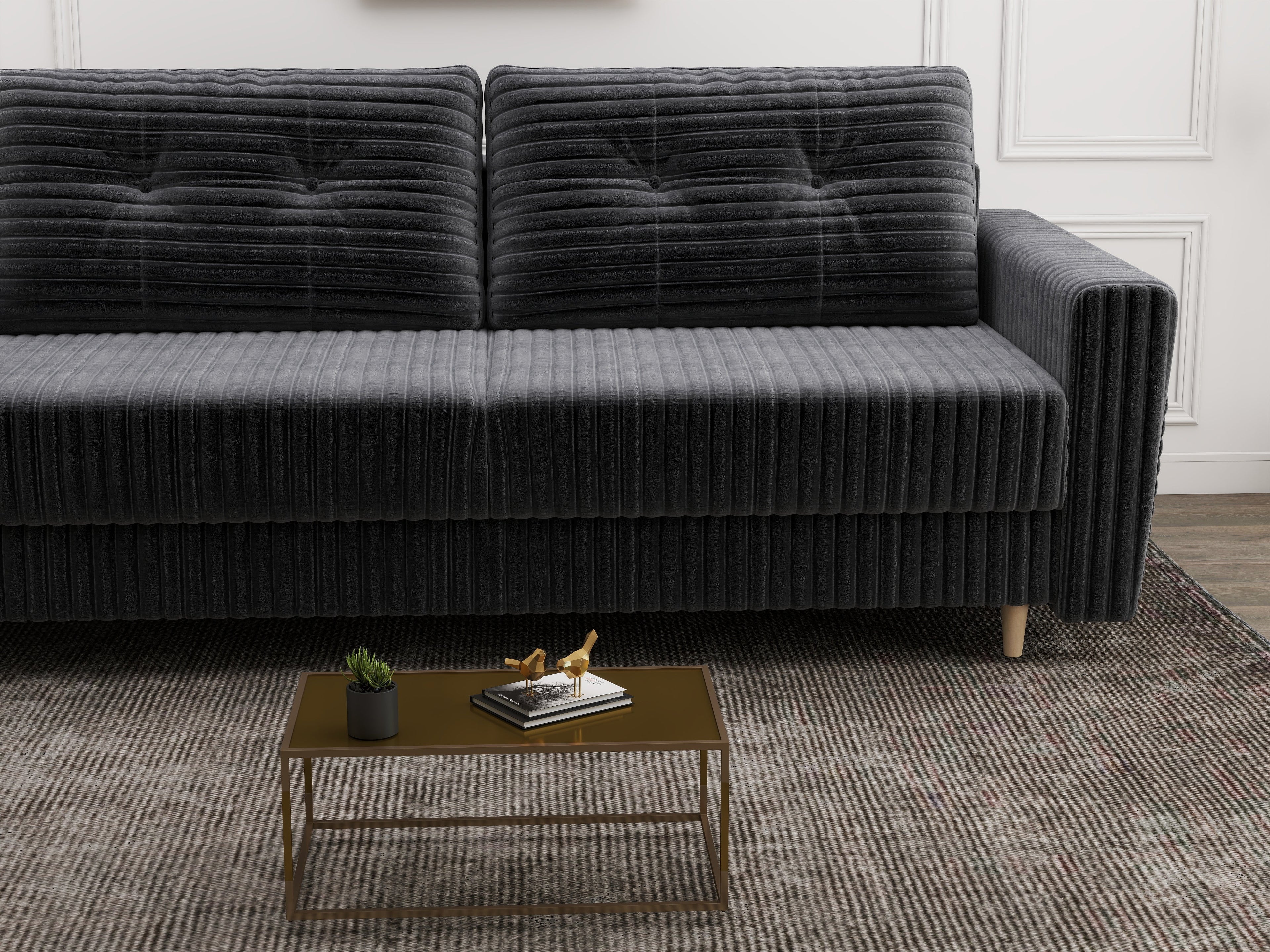 Canapea extensibilă dumonde cu ladă de depozitare si sezut confortabil din spuma high-density, Summer Ambience Gri 225x100 cm