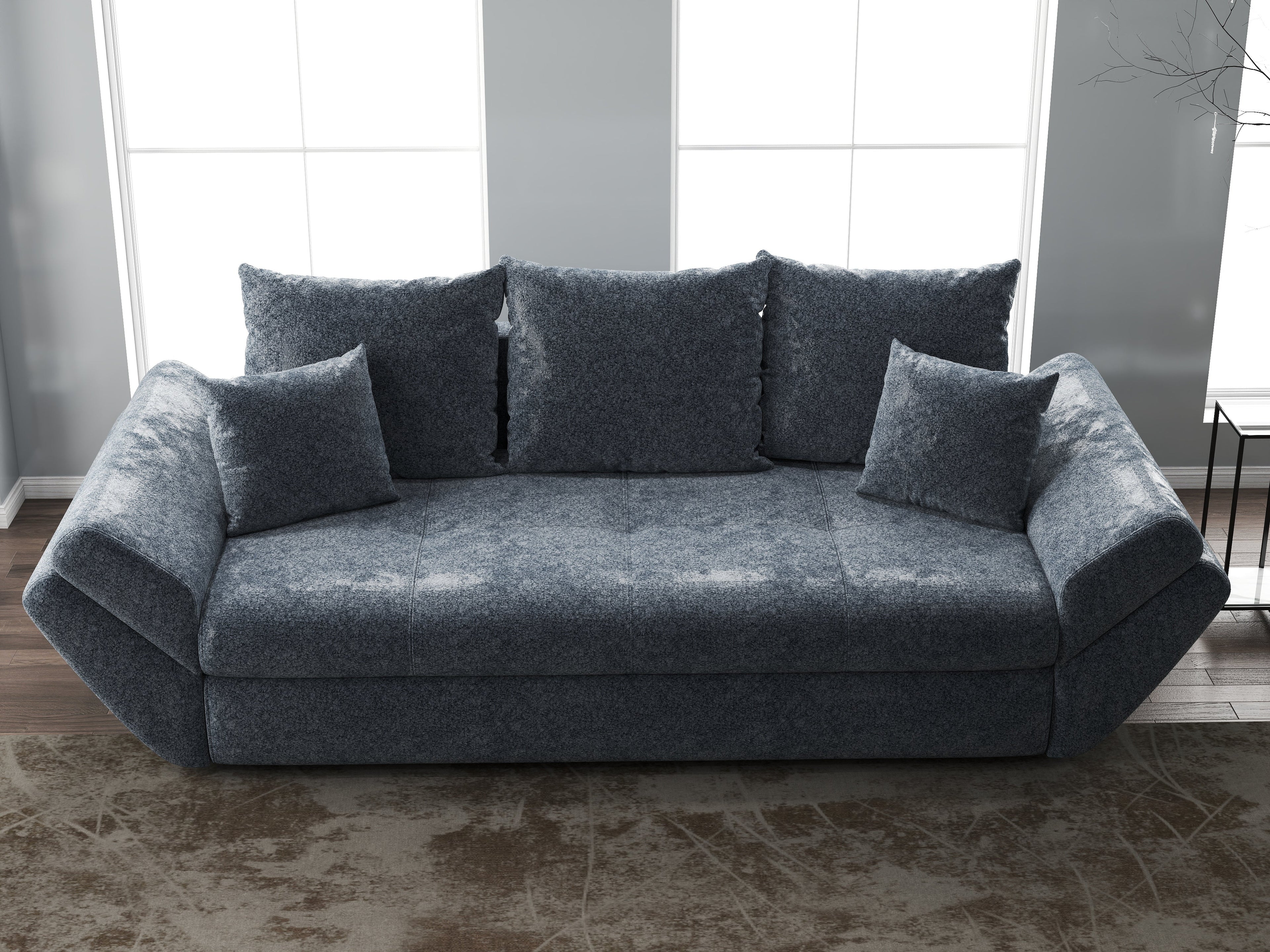 Canapea extensibilă dumonde cu ladă de depozitare si sezut confortabil din spuma high-density, Loana Euphoria Grafit 250x100 cm
