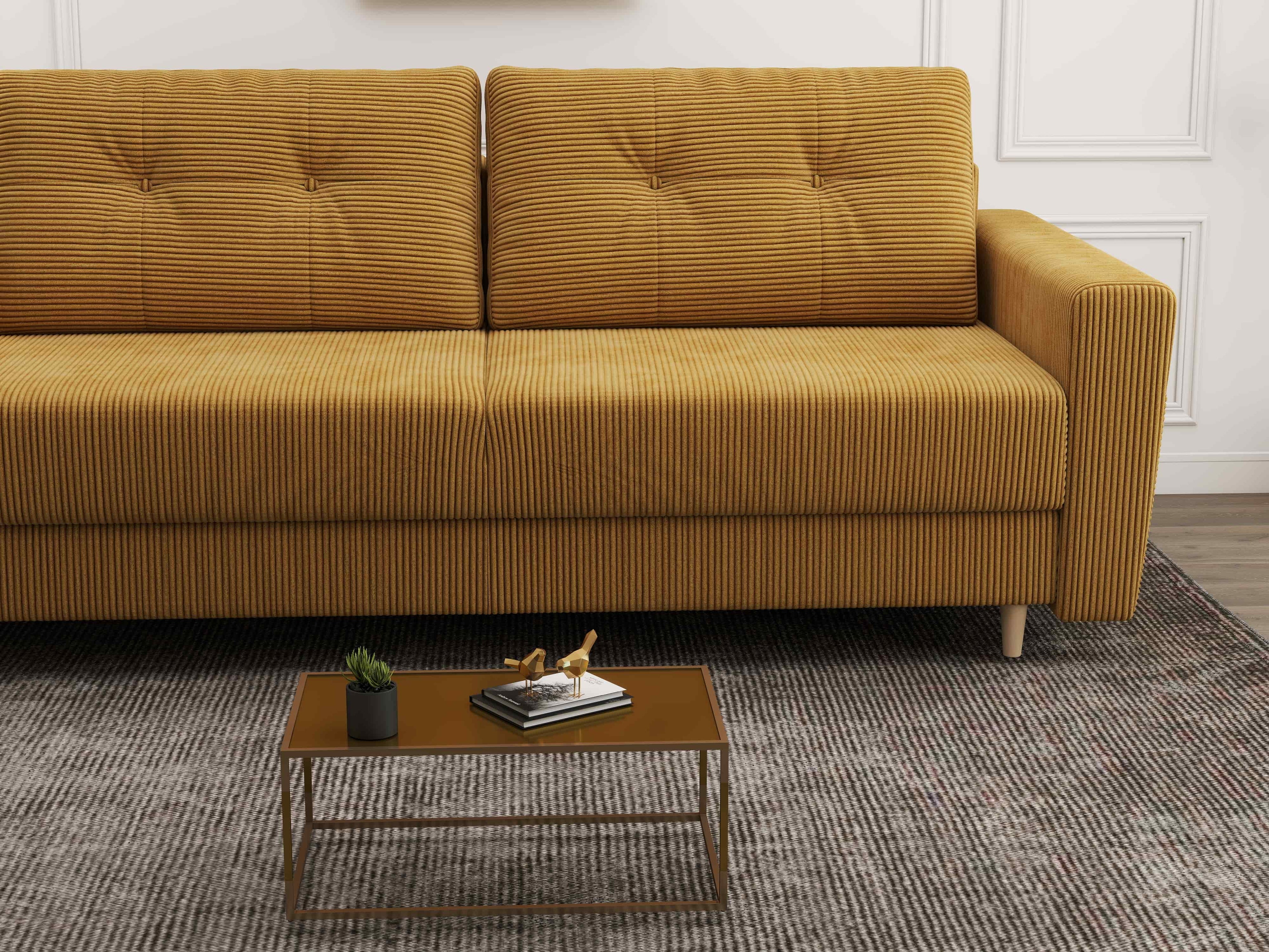 Canapea extensibilă dumonde cu ladă de depozitare si sezut confortabil din spuma high-density, Summer Zoom Mustar 225x100 cm