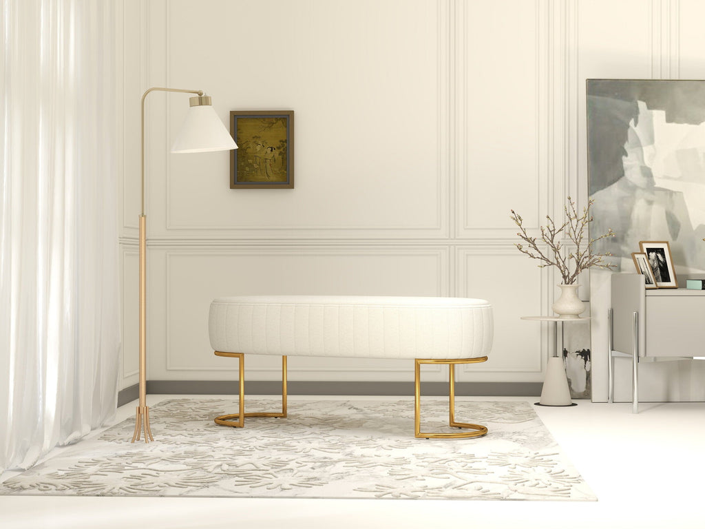 Fotoliu dumonde tapitat Bej modern Aurelio 100x43cm