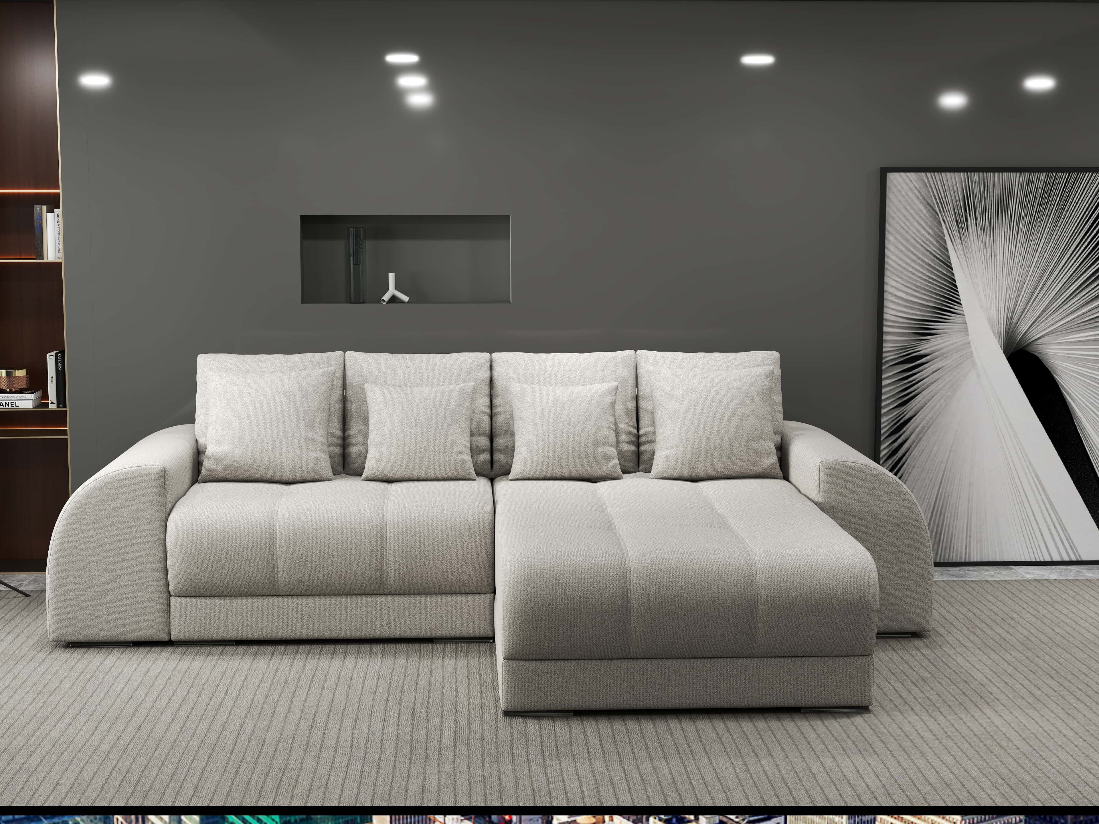 Colțar extensibil dumonde cu ladă de depozitare si sezut confortabil din spuma high-density, Verona Enjoy Bej II 290x185 cm