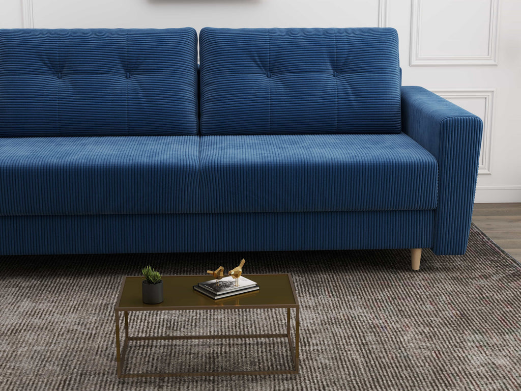 Canapea extensibilă dumonde cu ladă de depozitare si sezut confortabil din spuma high-density, Summer Zoom Albastru 225x100 cm