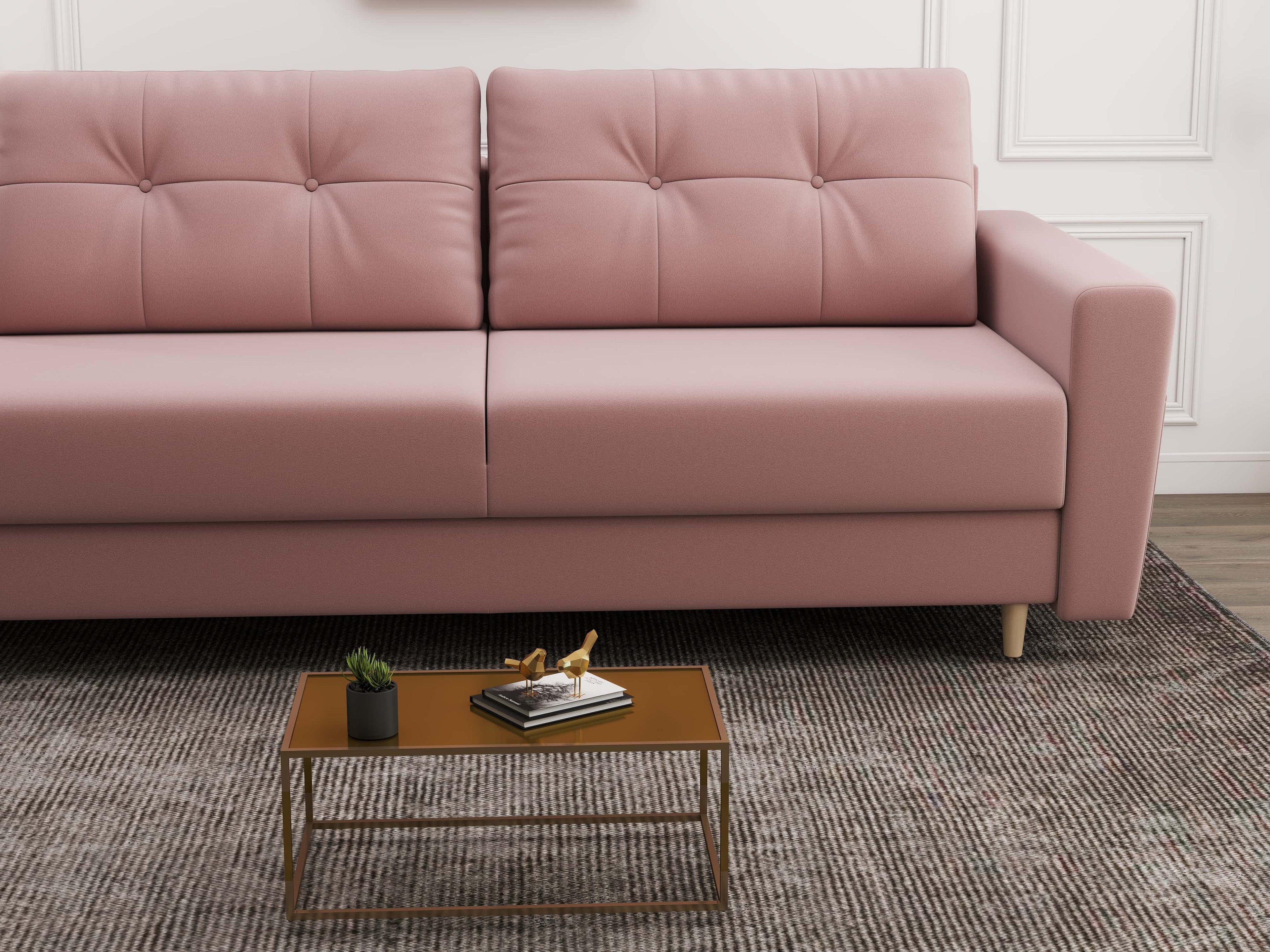 Canapea extensibilă dumonde cu ladă de depozitare si sezut confortabil din spuma high-density, Summer Royal Roz 225x100 cm