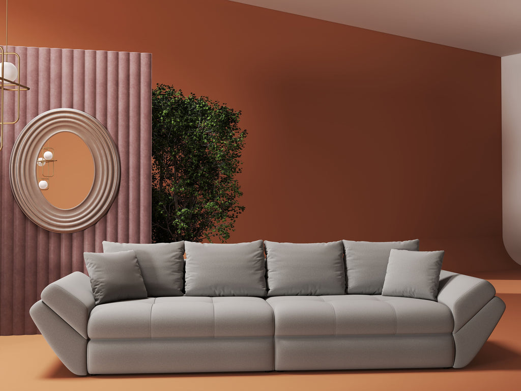 Canapea extensibilă dumonde cu ladă de depozitare si sezut confortabil din spuma high-density, Loana Royal Gri 300x100 cm