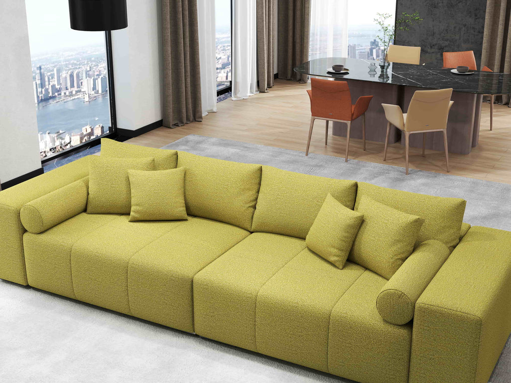 Canapea extensibilă dumonde cu ladă de depozitare si sezut confortabil din spuma high-density, Marbela Enjoy Green XXL 295x100 cm