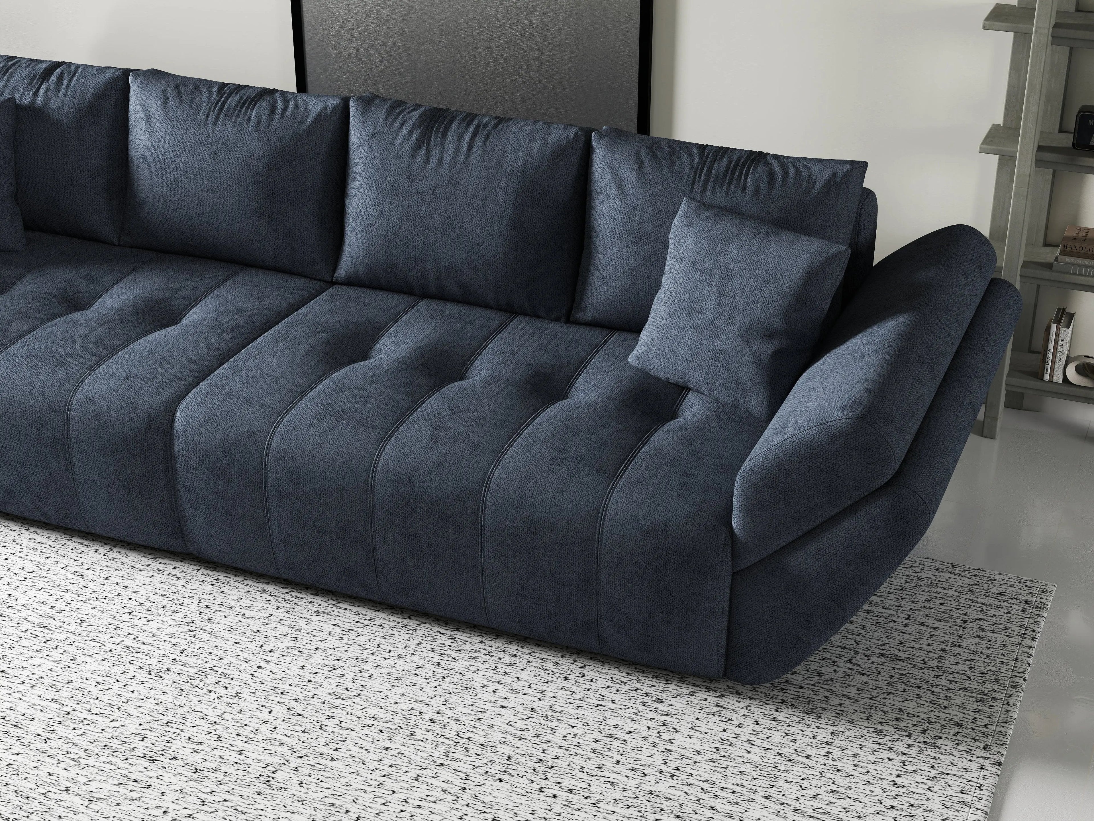 Canapea extensibilă dumonde cu ladă de depozitare si sezut confortabil din spuma high-density, Berlin Antracit 300x100 cm