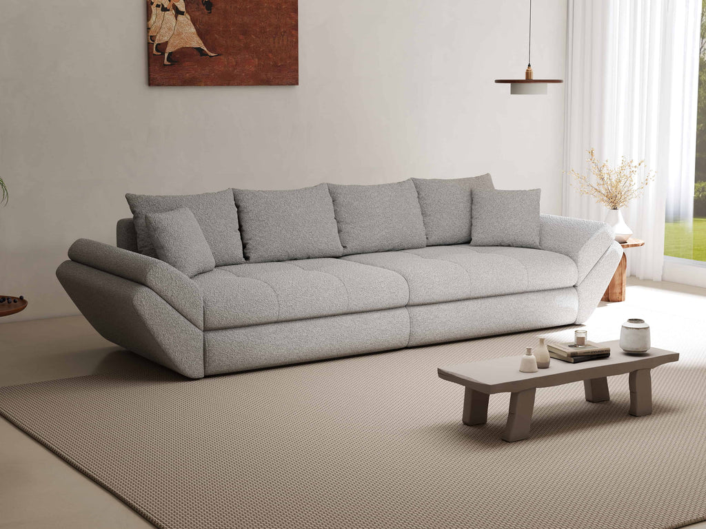 Canapea extensibilă dumonde cu ladă de depozitare si sezut confortabil din spuma high-density, Loana Euphoria Dove 300x100 cm