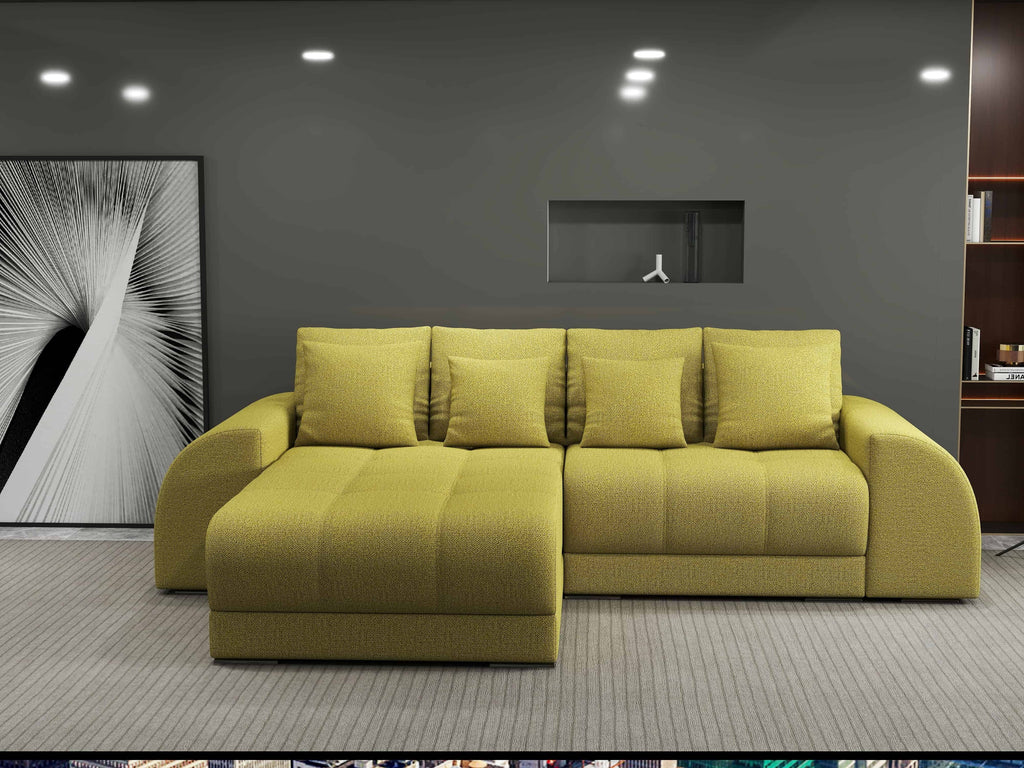 Colțar extensibil dumonde cu ladă de depozitare si sezut confortabil din spuma high-density, Verona Enjoy Verde 290x185 cm