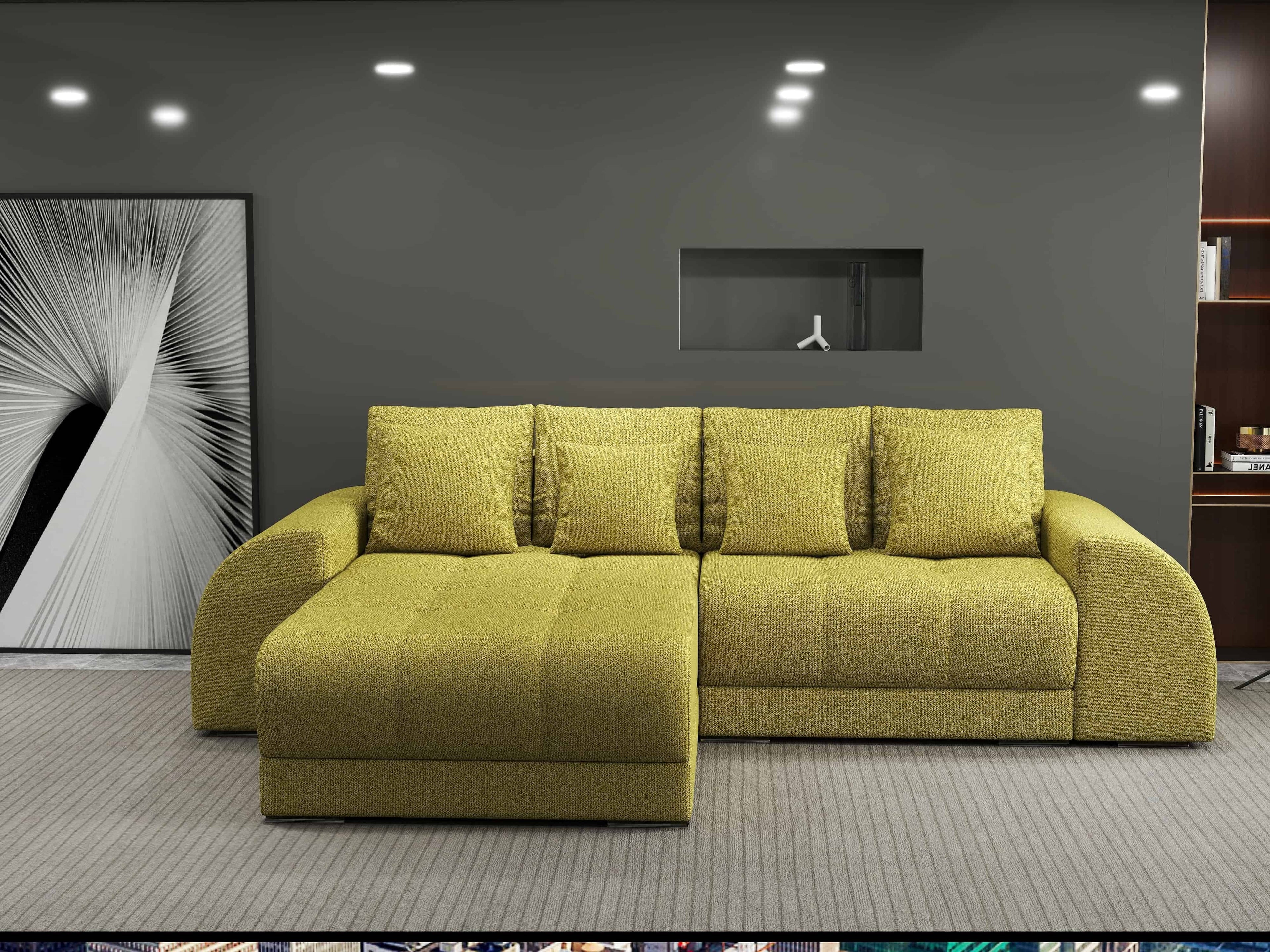 Colțar extensibil dumonde cu ladă de depozitare si sezut confortabil din spuma high-density, Verona Enjoy Verde 290x185 cm