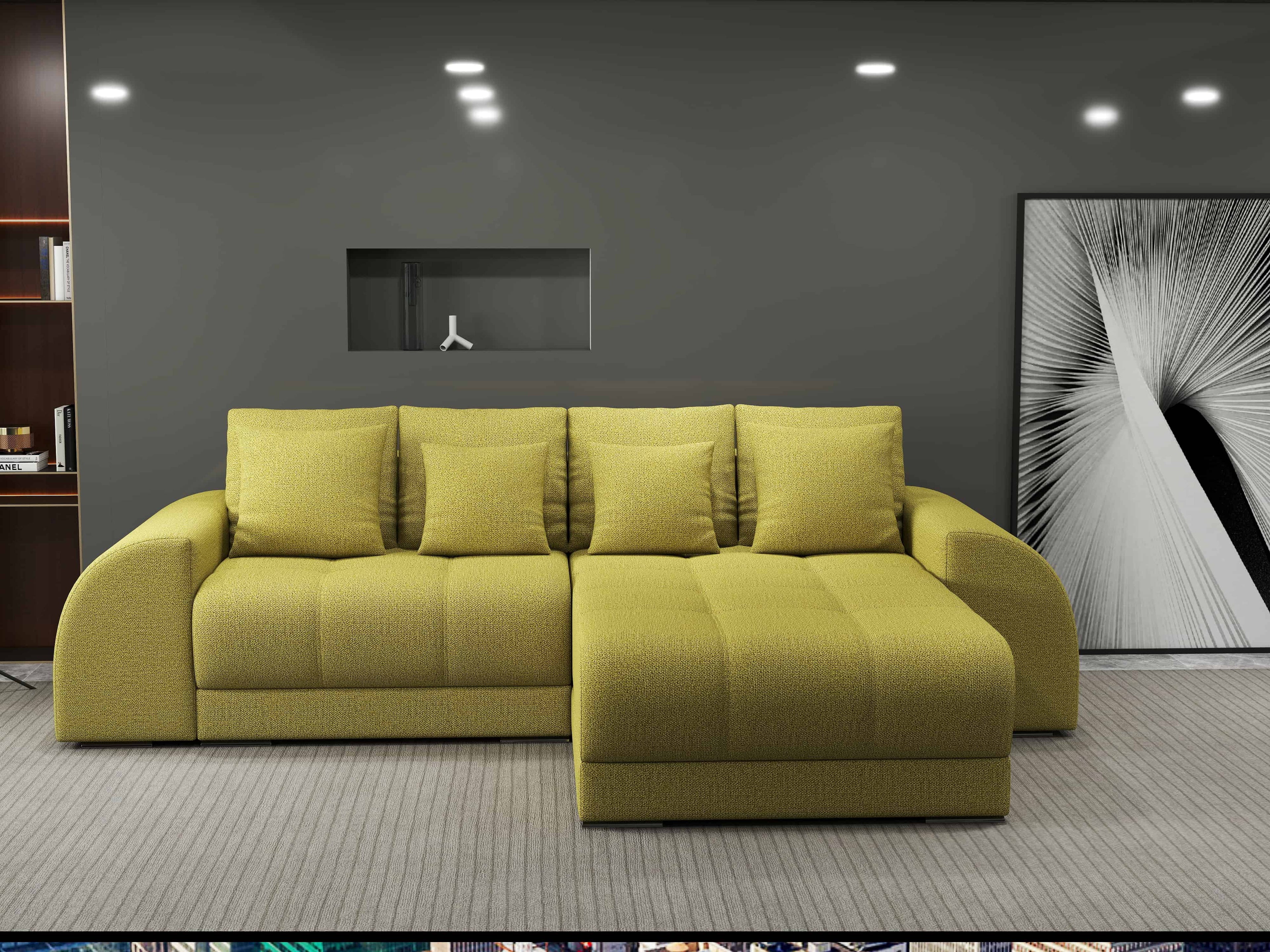 Colțar extensibil dumonde cu ladă de depozitare si sezut confortabil din spuma high-density, Verona Enjoy Verde II 290x185 cm