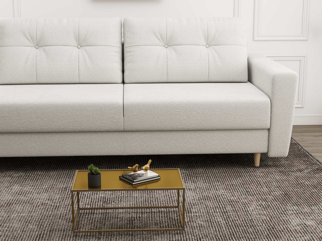 Canapea extensibilă dumonde cu ladă de depozitare si sezut confortabil din spuma high-density, Summer Euphoria Ivory 225x100 cm