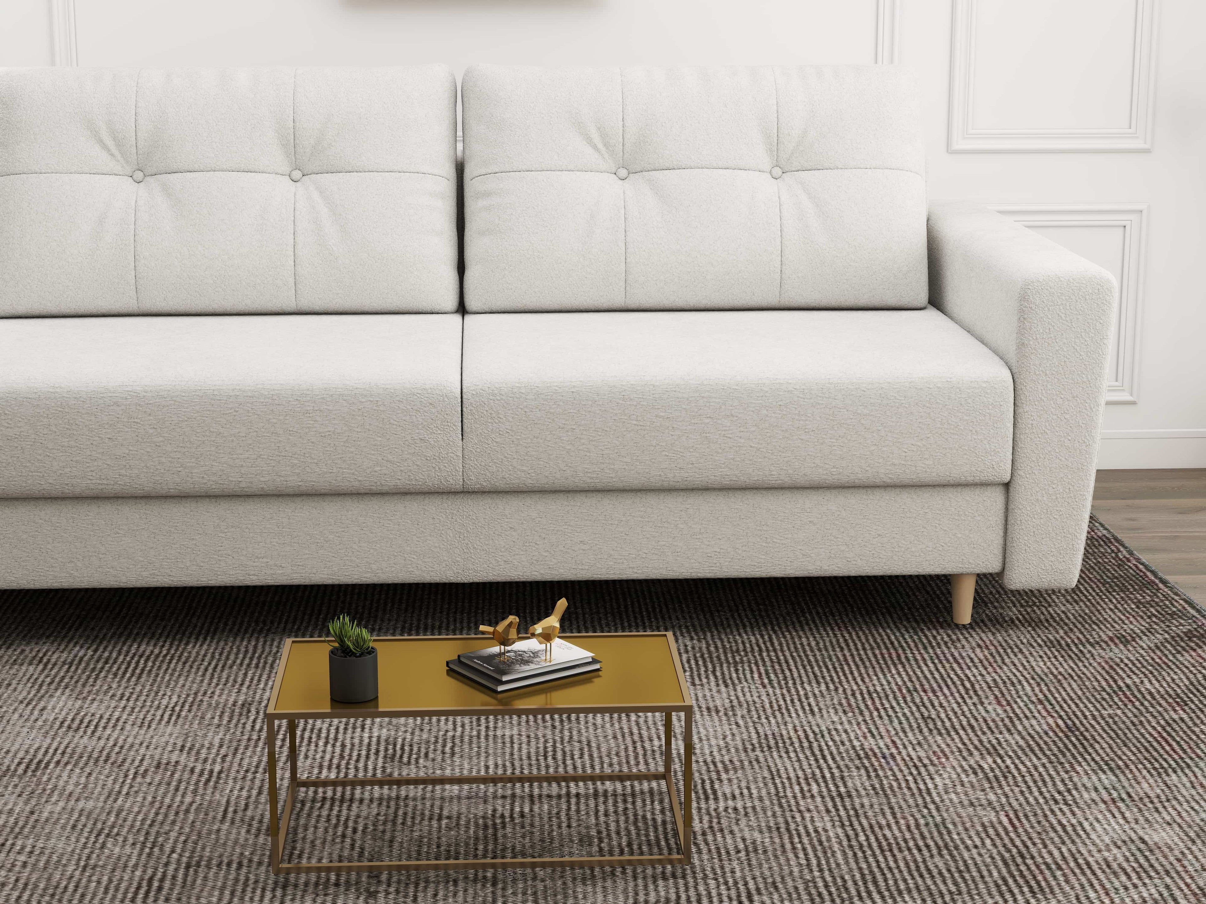 Canapea extensibilă dumonde cu ladă de depozitare si sezut confortabil din spuma high-density, Summer Euphoria Ivory 225x100 cm