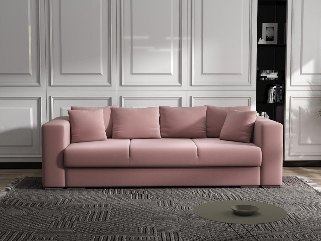 Canapea extensibilă dumonde cu ladă de depozitare si sezut confortabil din spuma high-density, Gloria Royal Roz 240x100 cm