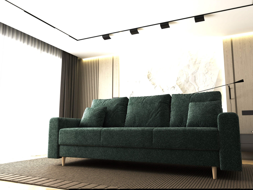 Canapea extensibilă dumonde cu ladă de depozitare si sezut confortabil din spuma high-density, Kronos Euphoria Verde 210x100 cm