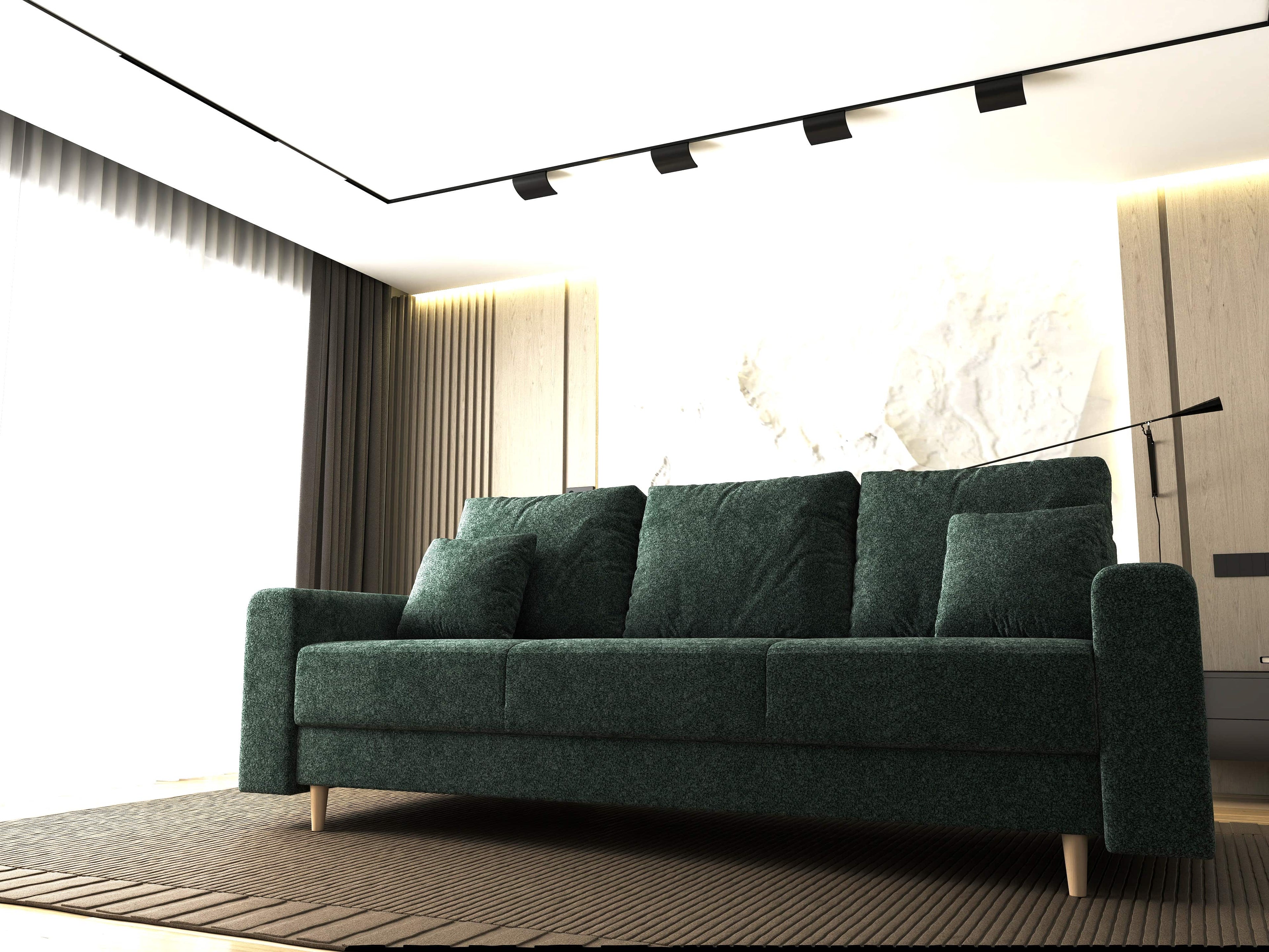 Canapea extensibilă dumonde cu ladă de depozitare si sezut confortabil din spuma high-density, Kronos Euphoria Verde 210x100 cm