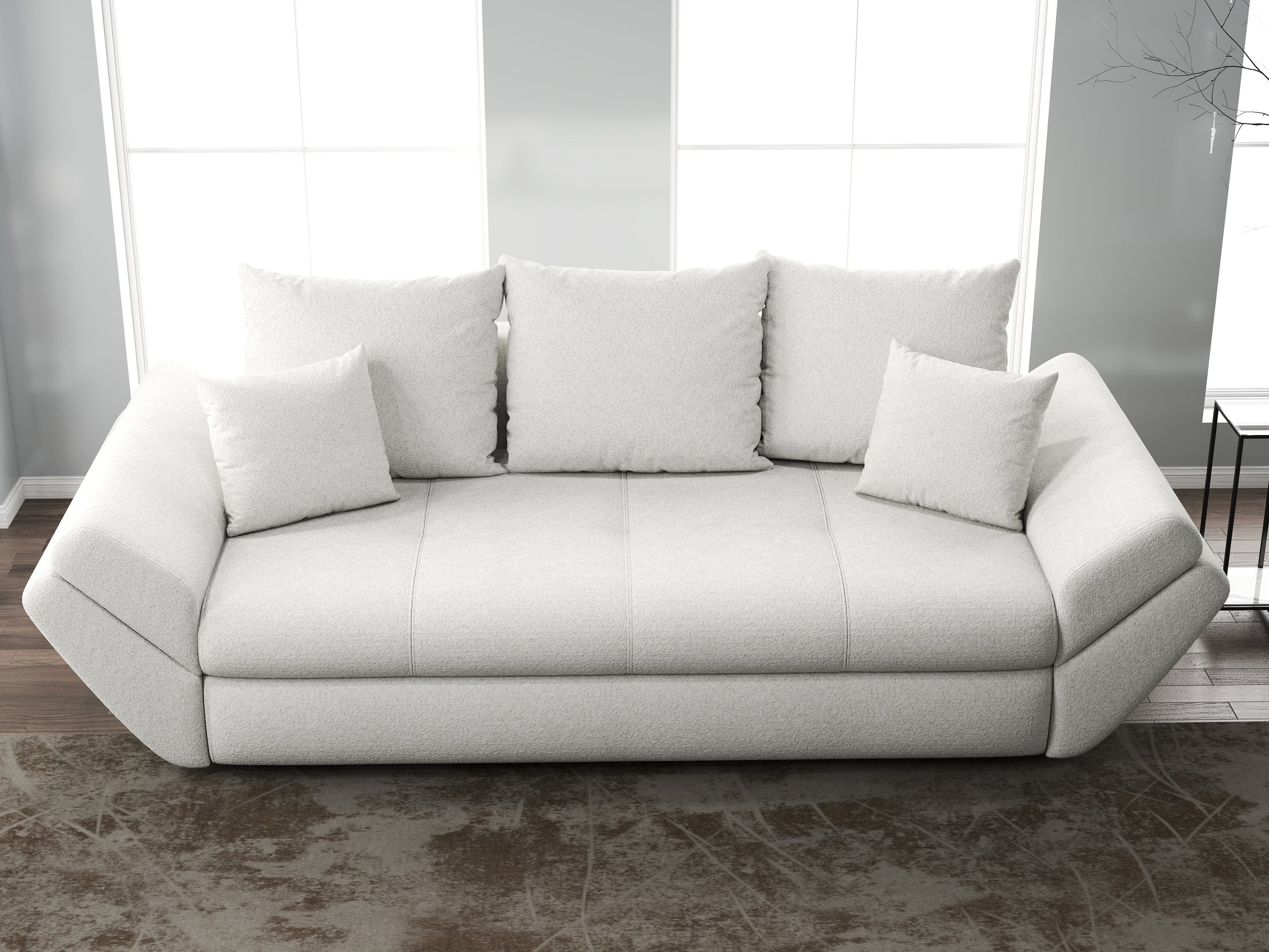 Canapea extensibilă dumonde cu ladă de depozitare si sezut confortabil din spuma high-density, Loana Euphoria Ivory 250x100 cm