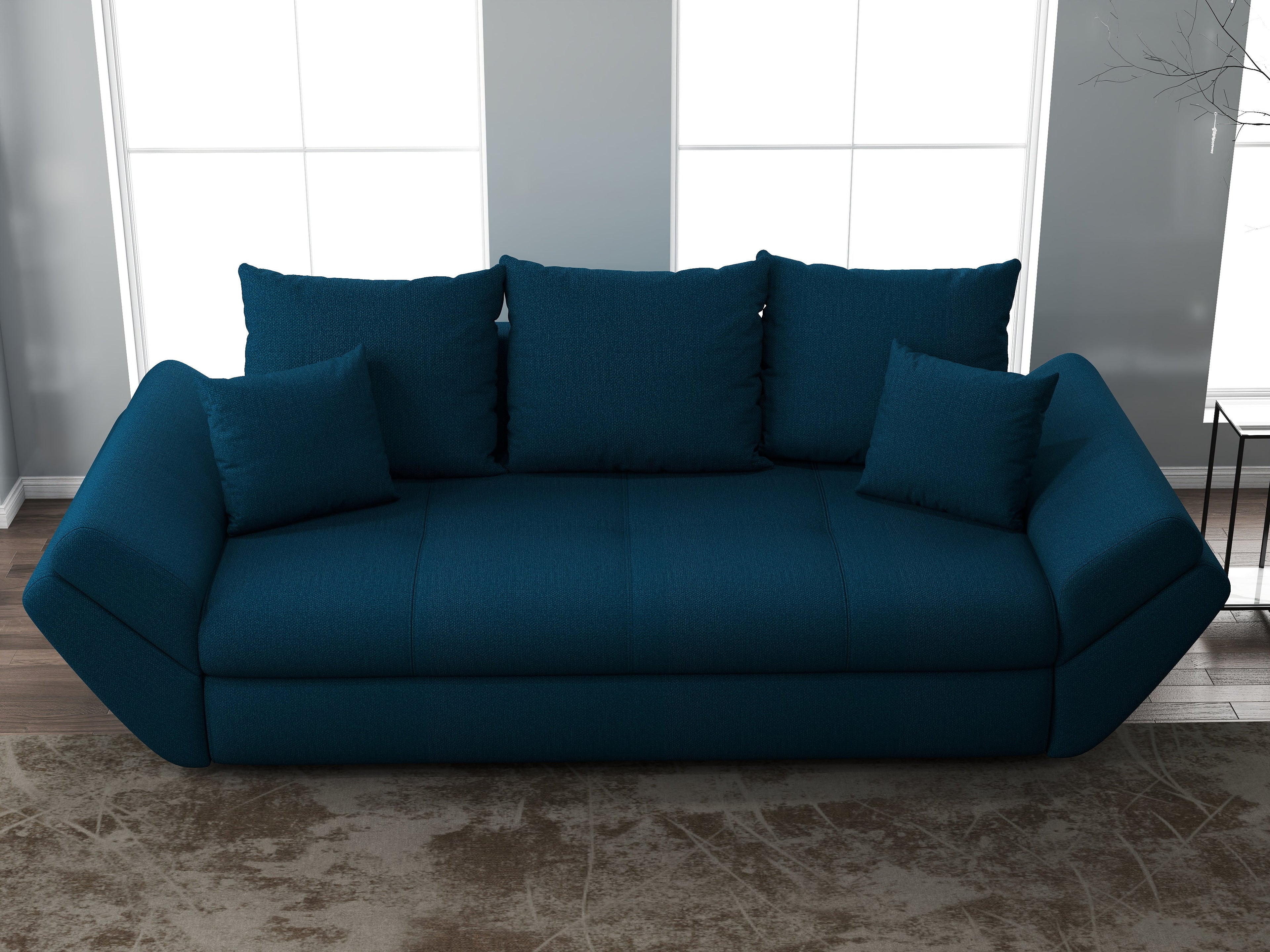 Canapea extensibilă dumonde cu ladă de depozitare si sezut confortabil din spuma high-density, Loana Enjoy Petrol 250x100 cm