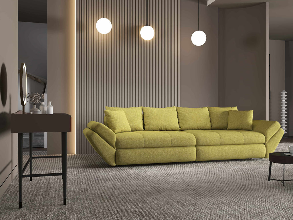 Canapea extensibilă dumonde cu ladă de depozitare si sezut confortabil din spuma high-density, Loana Enjoy Verde 300x100 cm