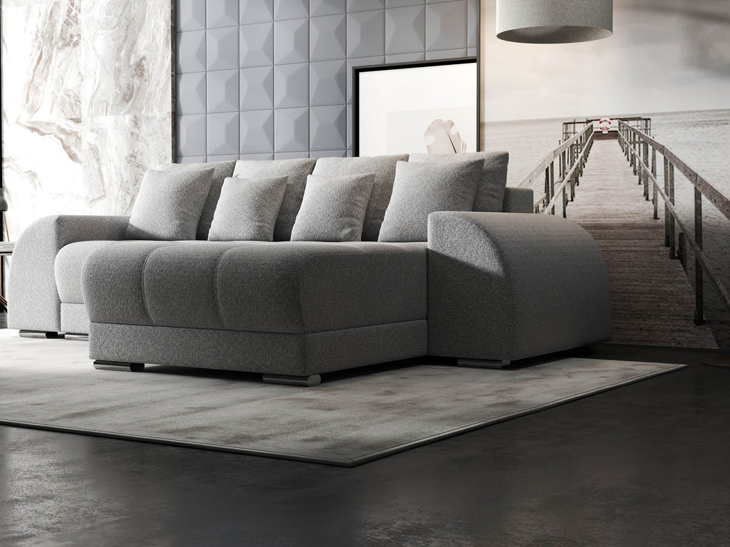 Colțar extensibil dumonde cu ladă de depozitare si sezut confortabil din spuma high-density, Verona Euphoria Dove II 290x185 cm