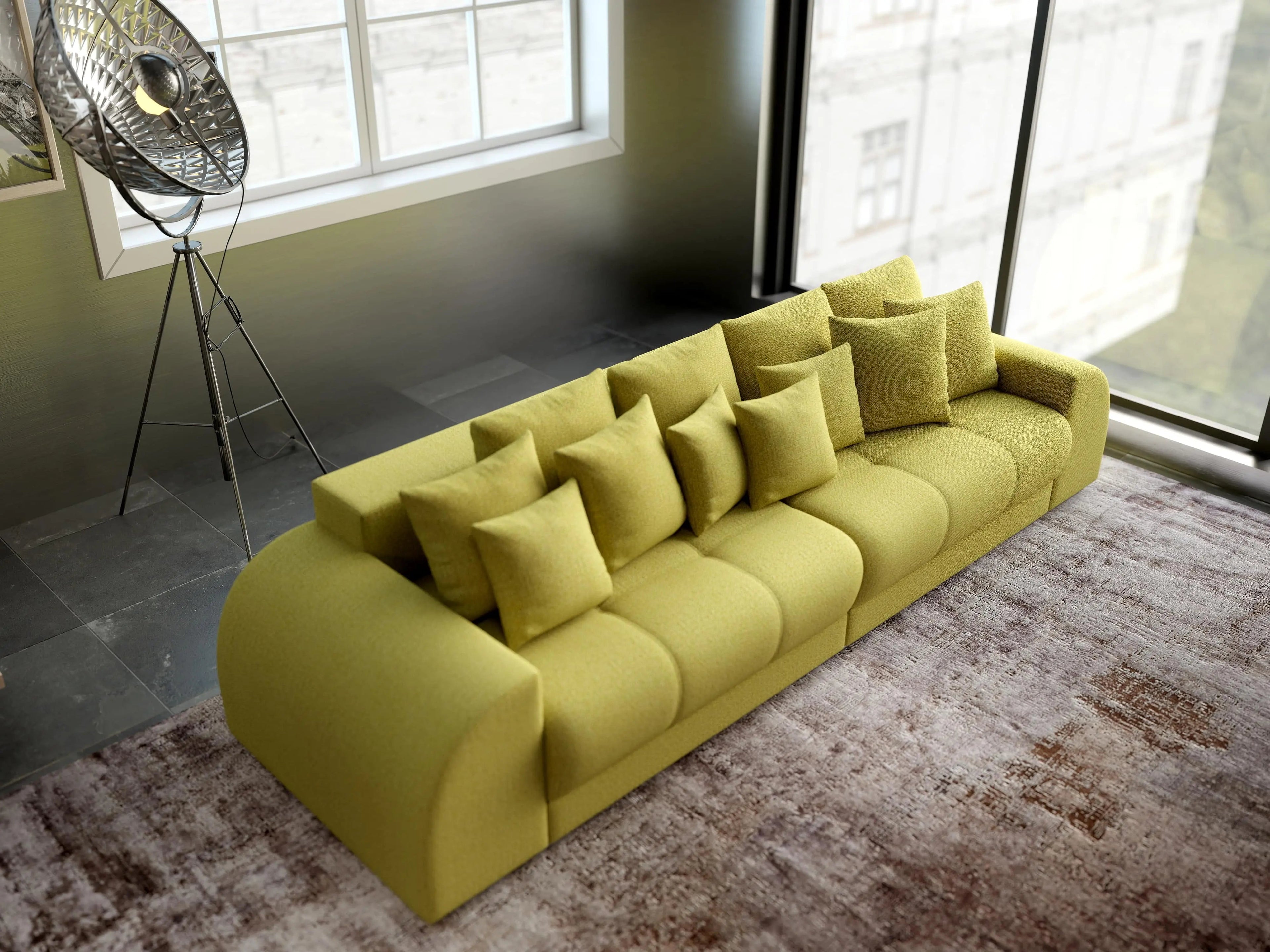 Canapea extensibilă dumonde cu 2 lăzi de depozitare si sezut confortabil din spuma high-density, Verona Enjoy Green 310x100 cm