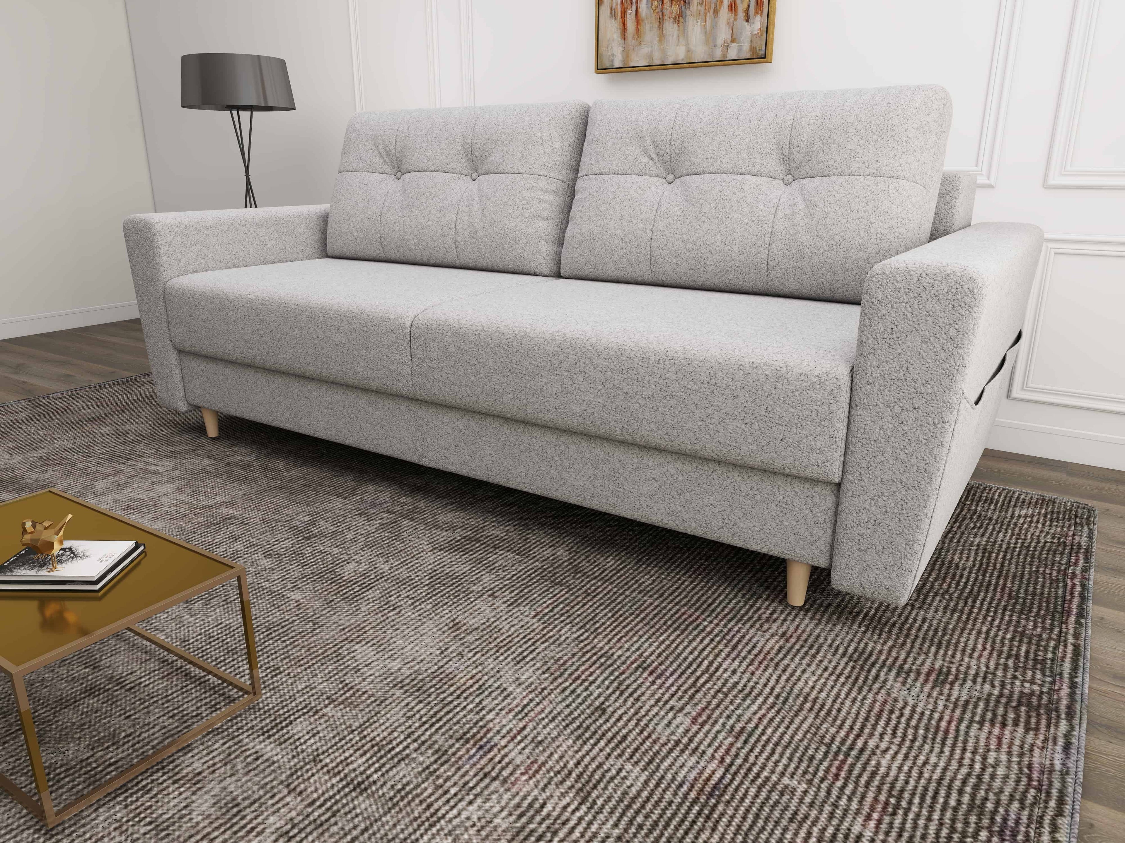 Canapea extensibilă dumonde cu ladă de depozitare si sezut confortabil din spuma high-density, Summer Euphoria Dove 225x100 cm