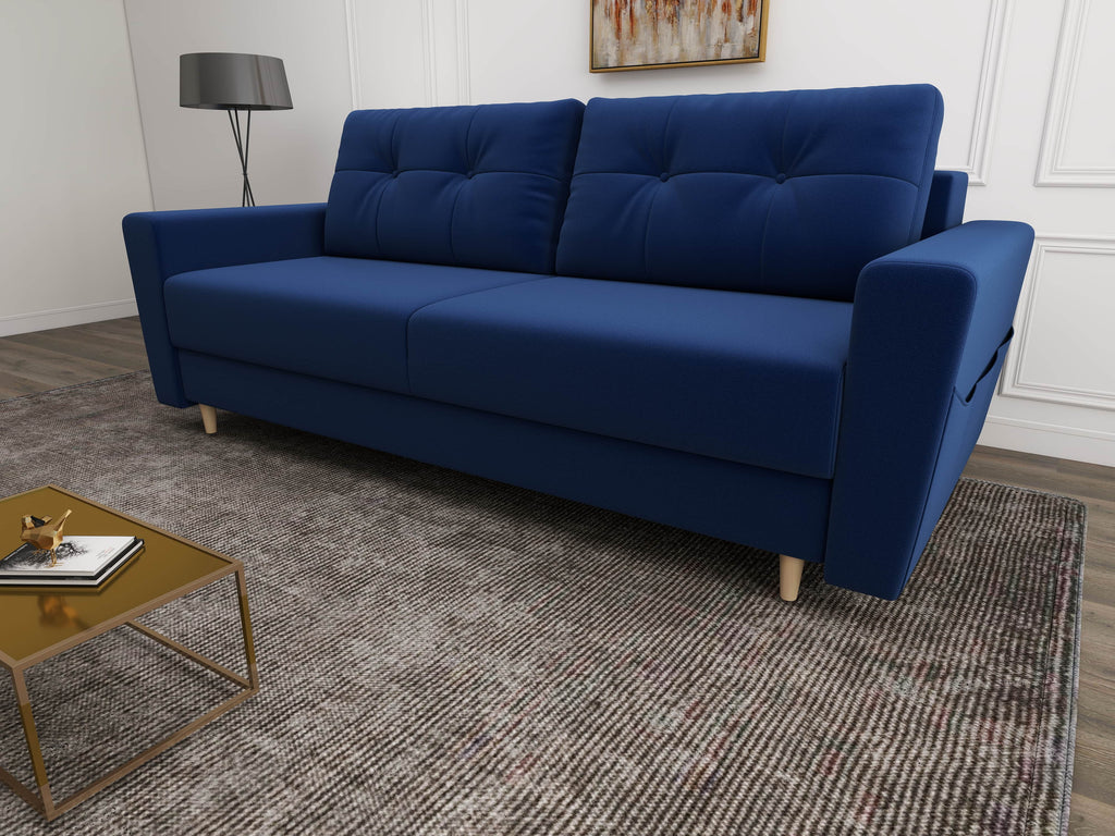 Canapea extensibilă dumonde cu ladă de depozitare si sezut confortabil din spuma high-density, Summer Royal Albastru 225x100 cm