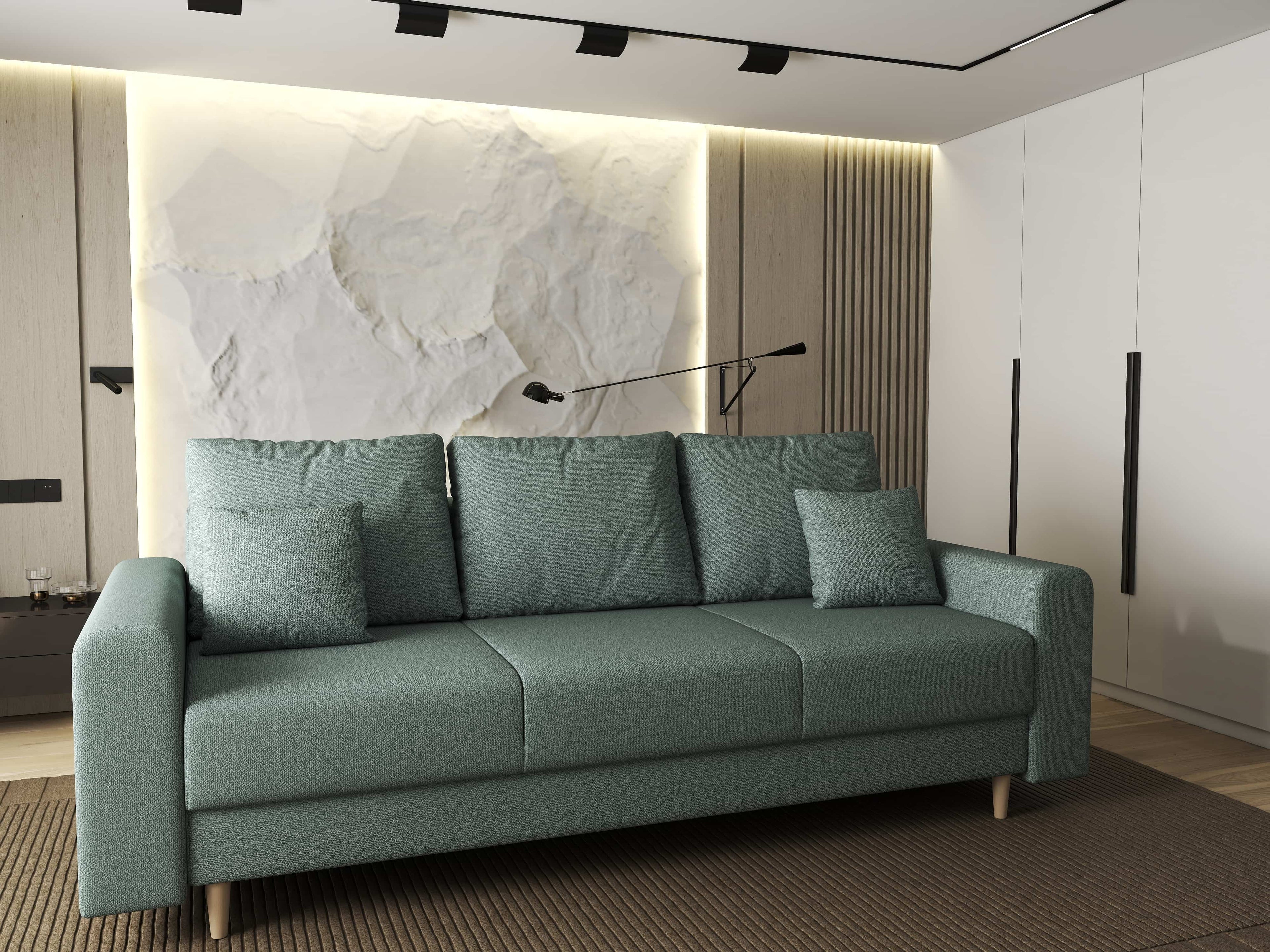 Canapea extensibilă dumonde cu ladă de depozitare si sezut confortabil din spuma high-density, Kronos Enjoy Mint 210x100 cm