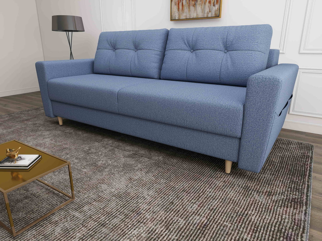 Canapea extensibilă dumonde cu ladă de depozitare si sezut confortabil din spuma high-density, Summer Enjoy Albastru 225x100 cm