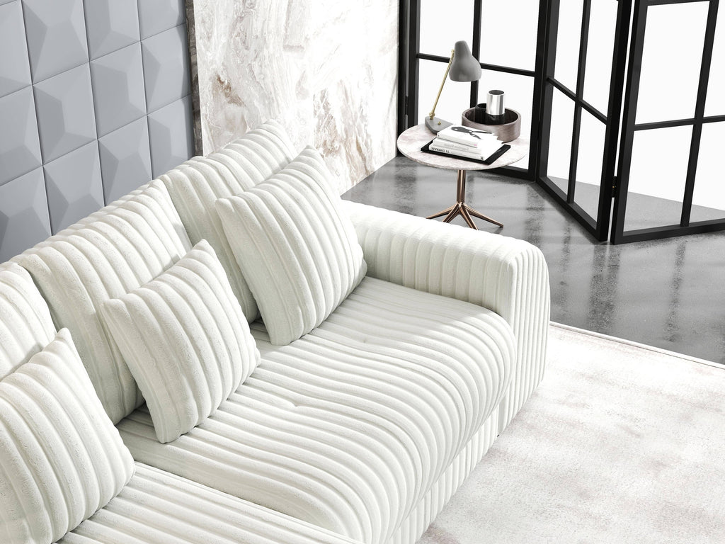 Colțar extensibil dumonde cu ladă de depozitare si sezut confortabil din spuma high-density, Verona Ambience Ivory 290x185 cm