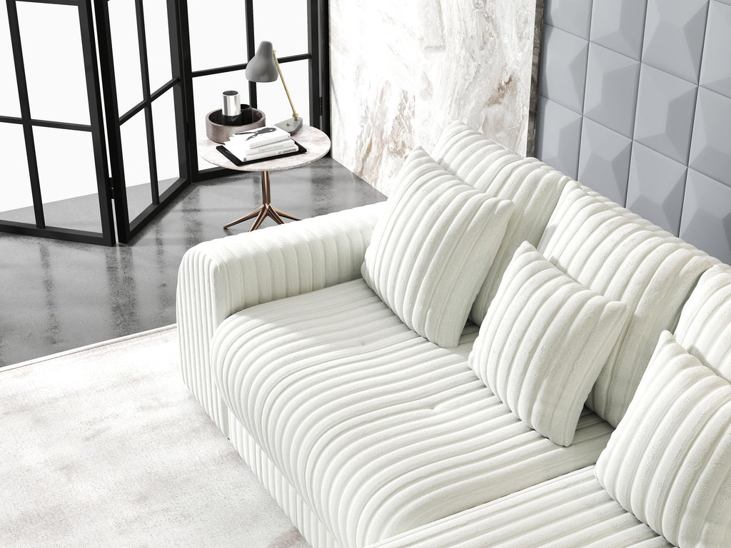 Colțar extensibil dumonde cu ladă de depozitare si sezut confortabil din spuma high-density, Verona Ambience Ivory II 290x185 cm