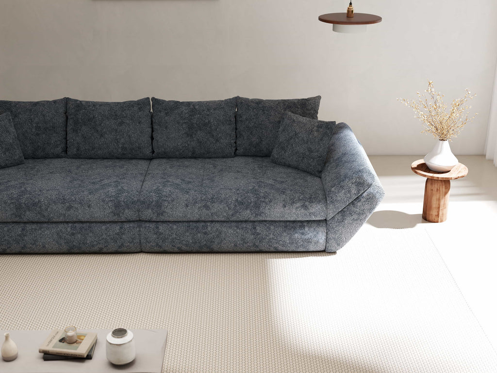 Canapea extensibilă dumonde cu ladă de depozitare si sezut confortabil din spuma high-density, Loana Euphoria Grafit 300x100 cm