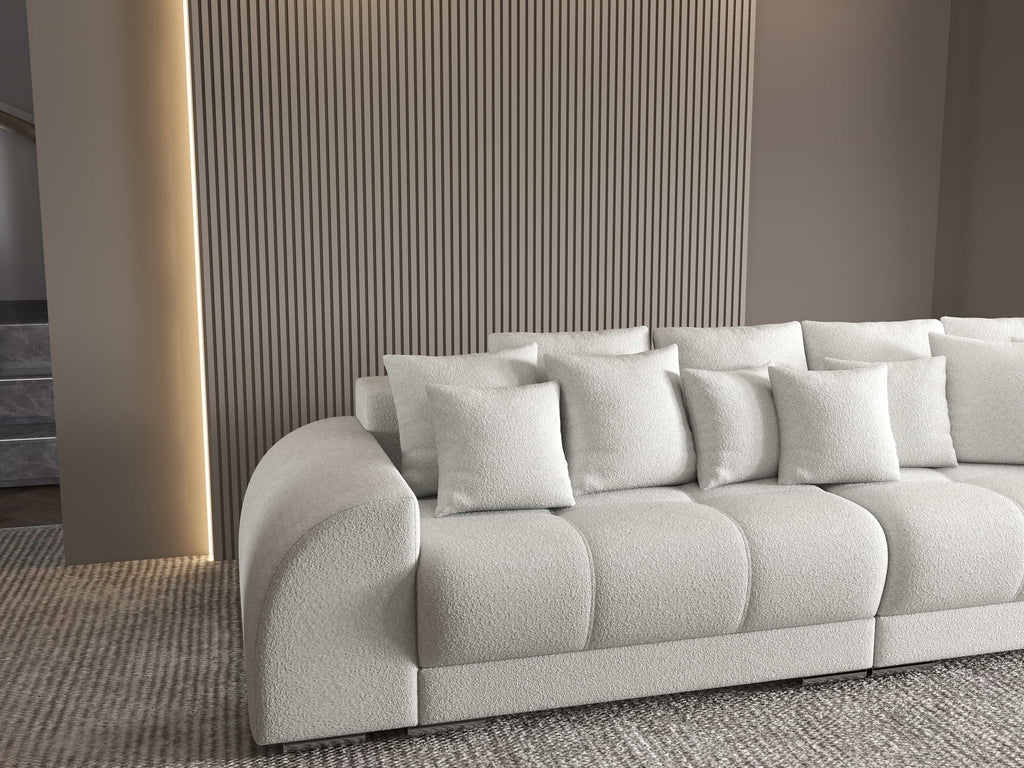 Canapea extensibilă dumonde cu 2 lăzi de depozitare si sezut confortabil din spuma high-density, Verona Euphoria Ivory 310x100 cm
