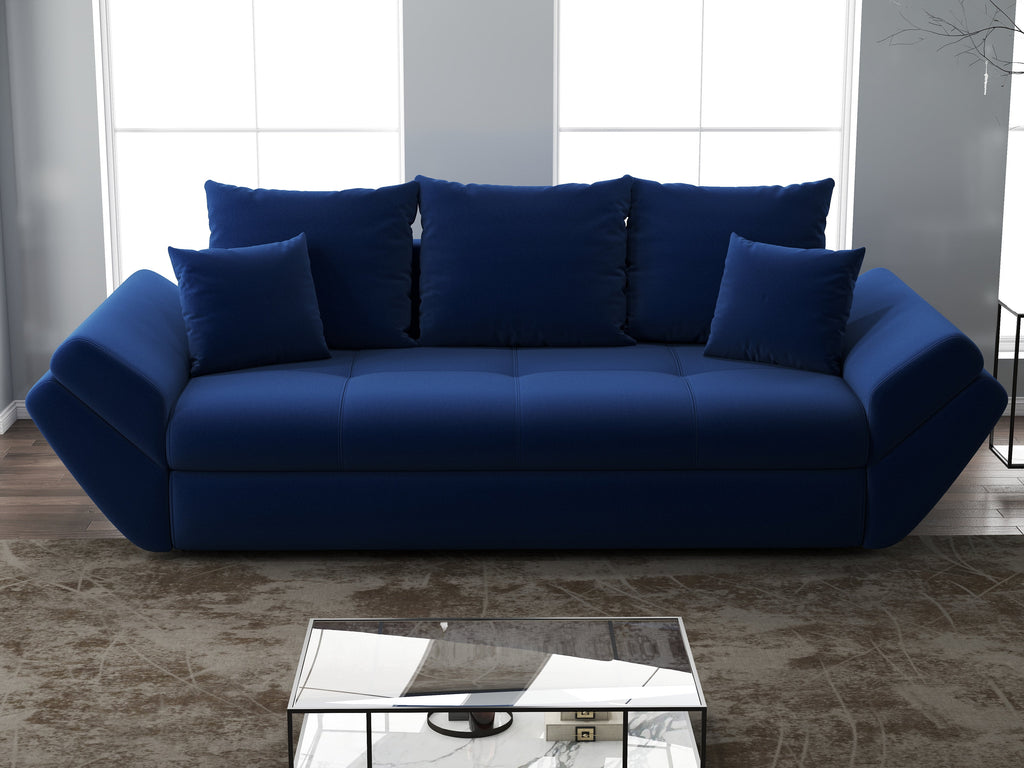 Canapea extensibilă dumonde cu ladă de depozitare si sezut confortabil din spuma high-density, Loana Royal Blue 250x100 cm