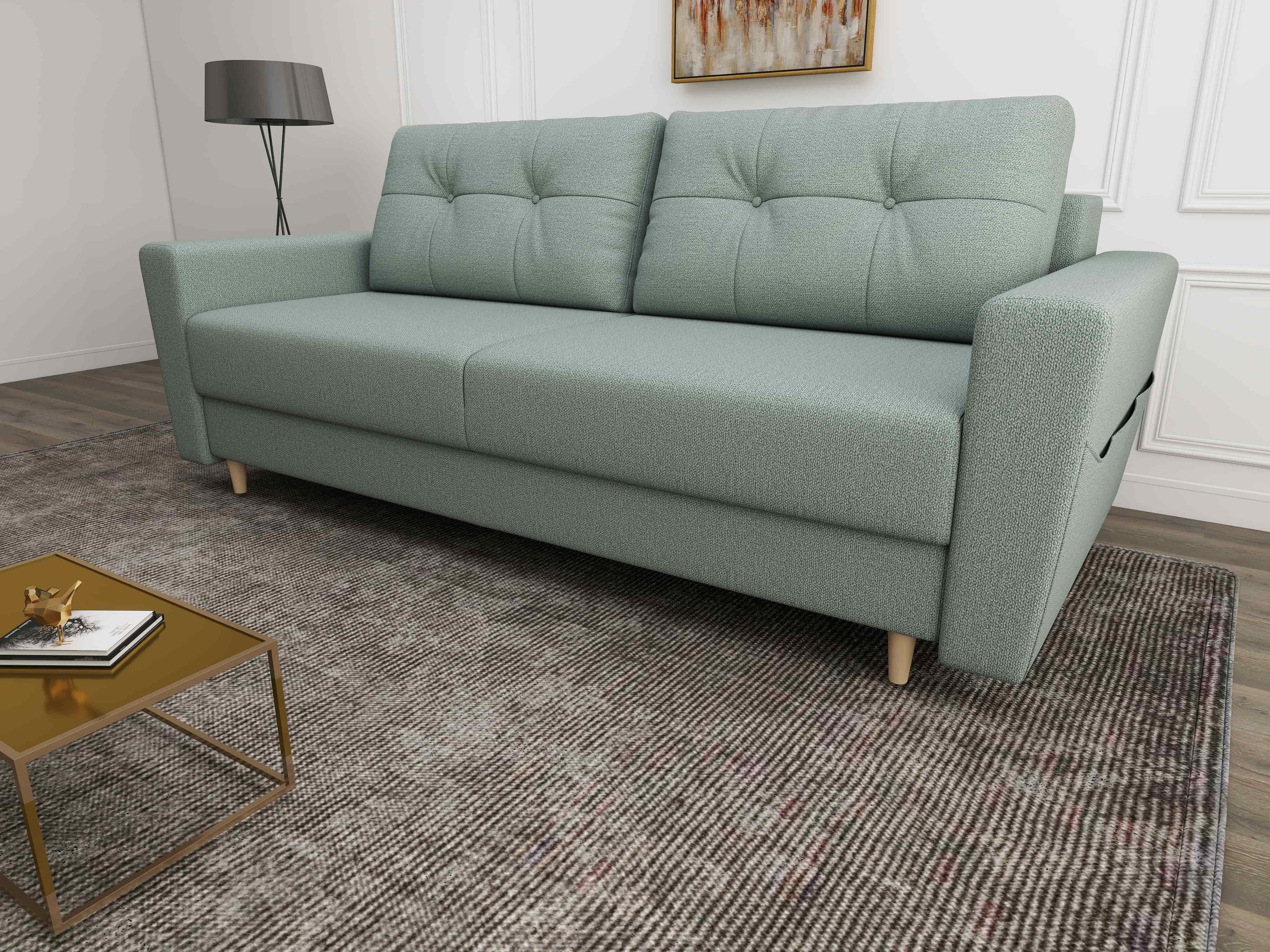 Canapea extensibilă dumonde cu ladă de depozitare si sezut confortabil din spuma high-density, Summer Enjoy Mint 225x100 cm